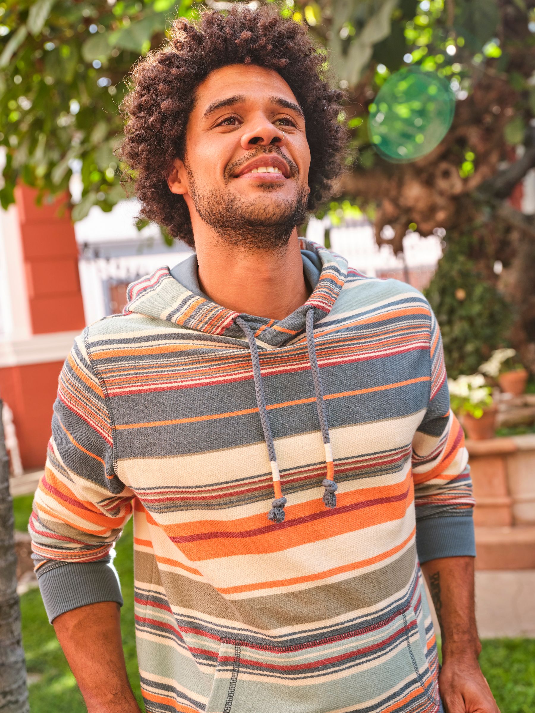 Blue Trescowe Stripe Overhead Hoodie FatFace