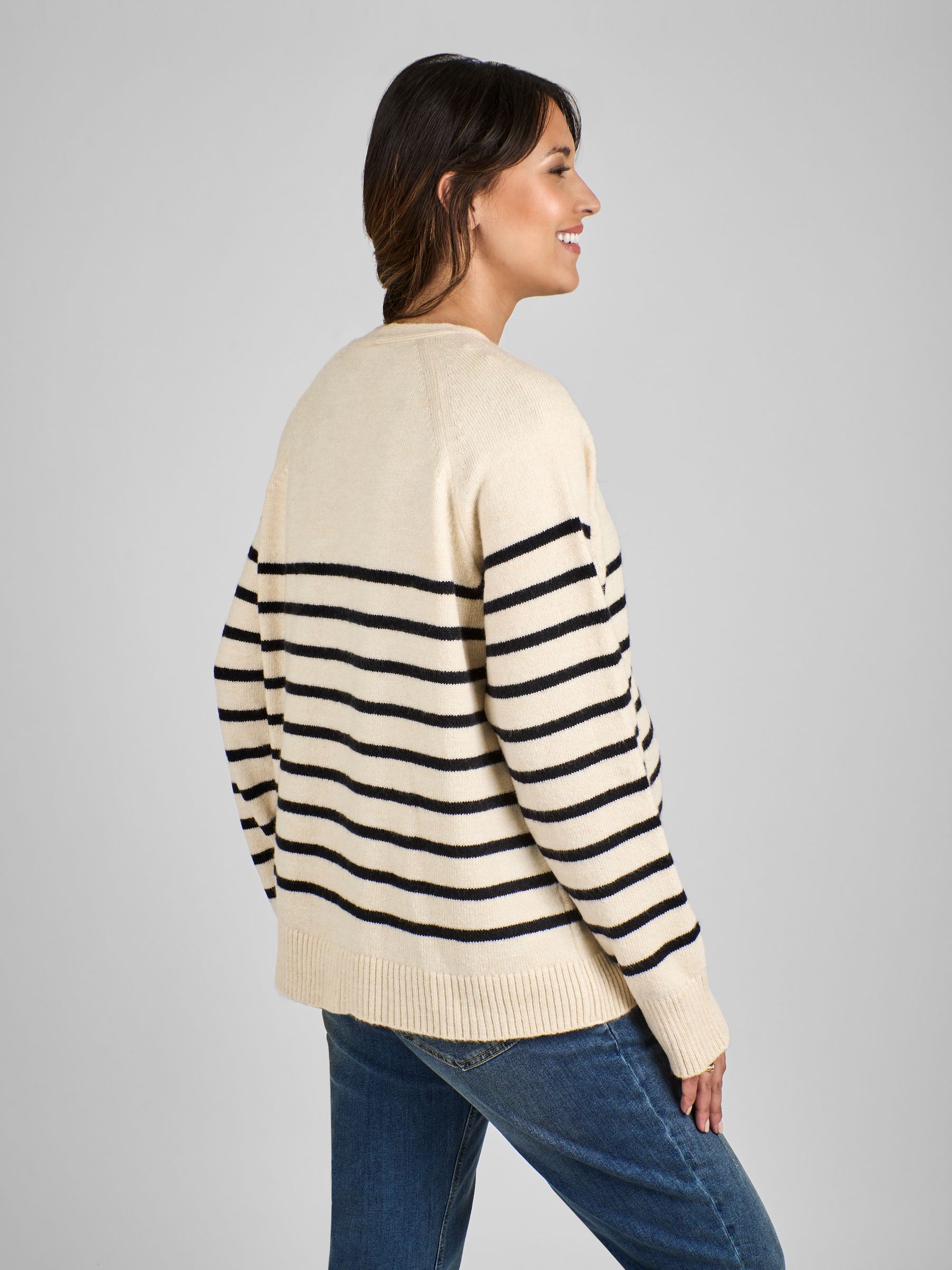 Cream & Black Buttoned Maternity Cardigan - Image 3 of 5