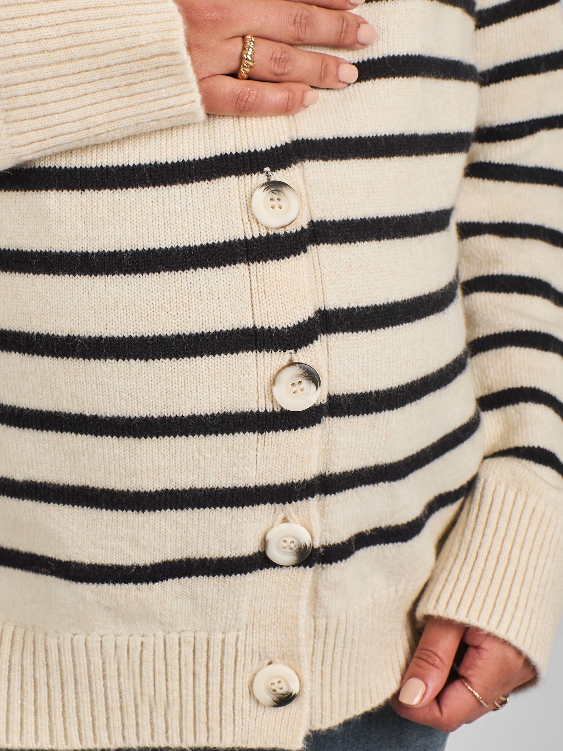Cream & Black Buttoned Maternity Cardigan - Image 4 of 5