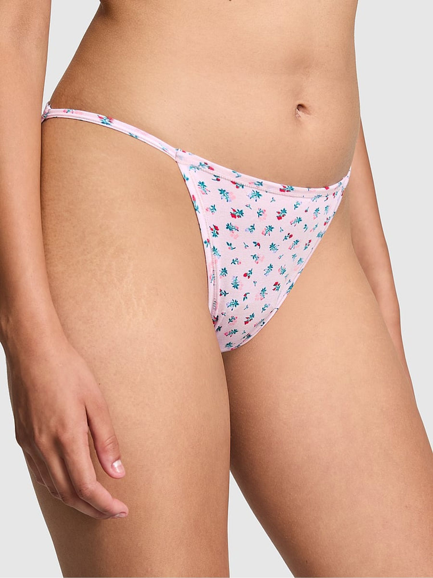 Pink Tulip Floral Cotton String Bikini Knickers - Image 1 of 3