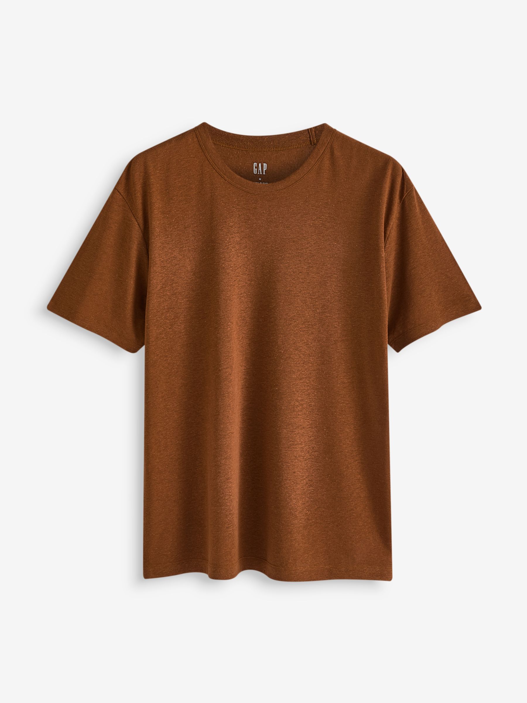 Brown Linen Blend Short Sleeve T-Shirt - Image 1 of 3