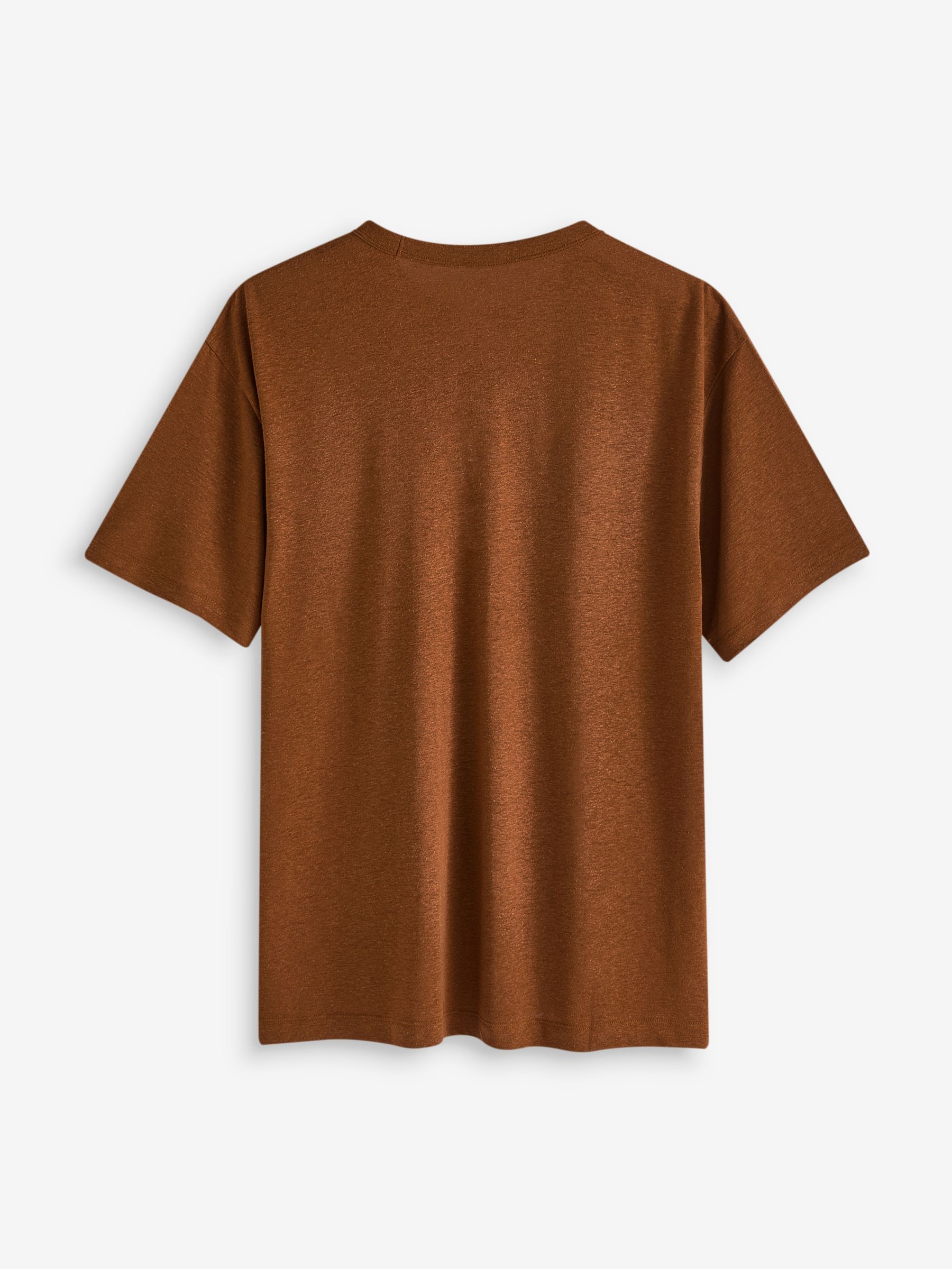 Brown Linen Blend Short Sleeve T-Shirt - Image 2 of 3