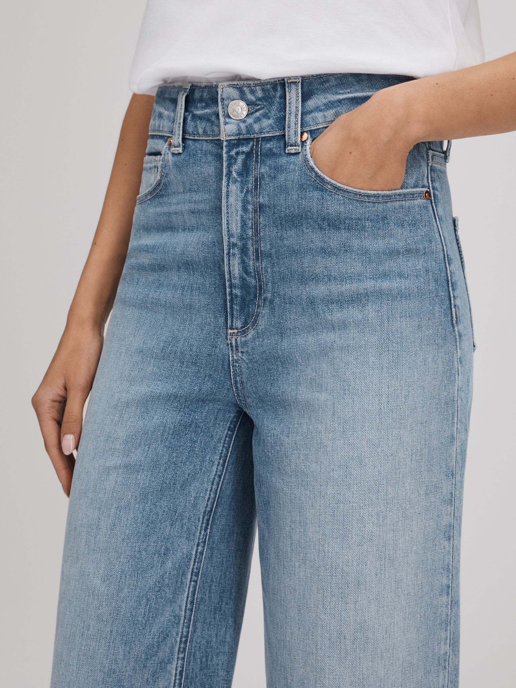 Paige Wide Leg Distressed Jeans in Magnifique Blue - Image 5 of 6