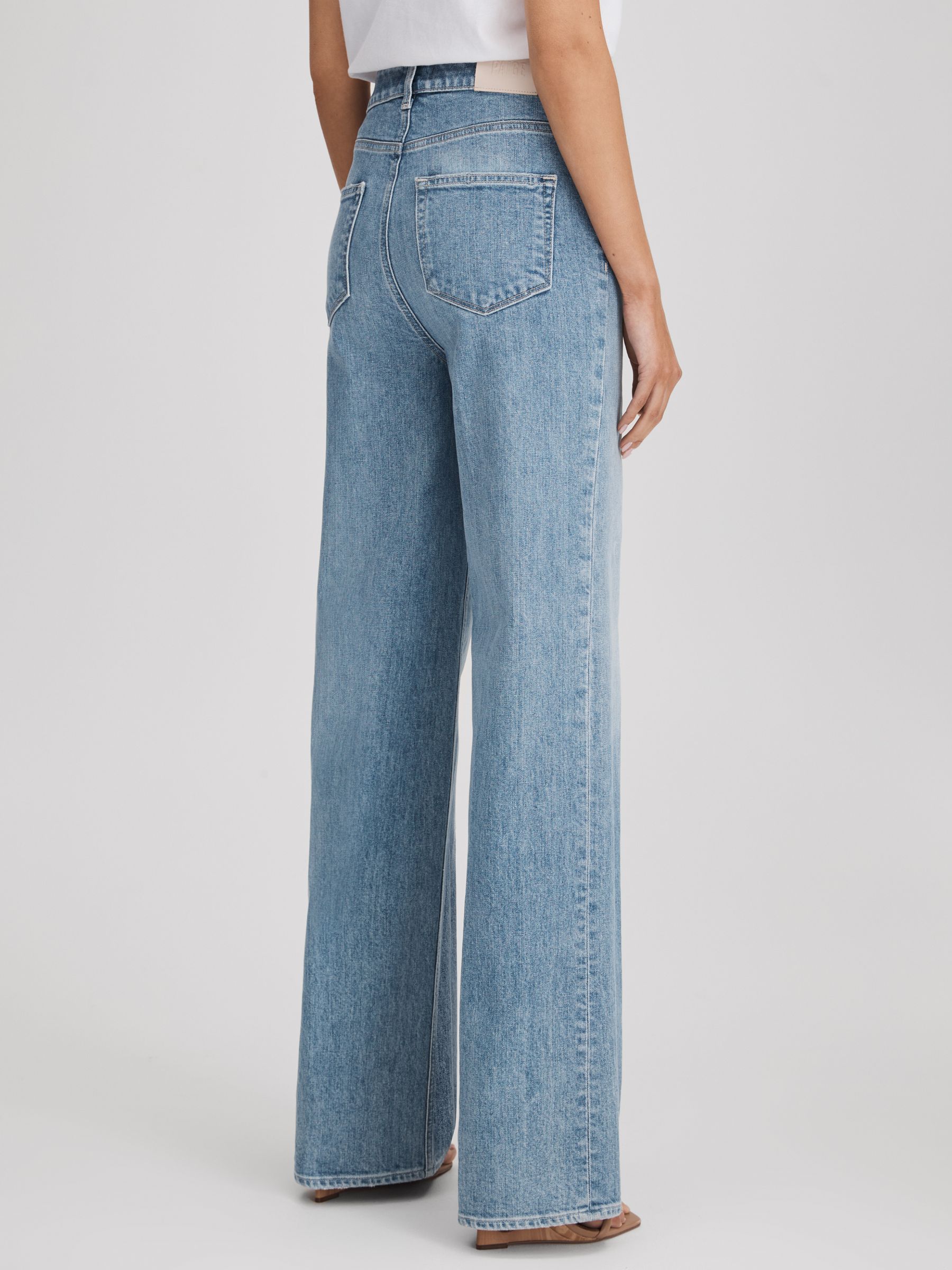 Paige Wide Leg Distressed Jeans in Magnifique Blue - Image 6 of 6