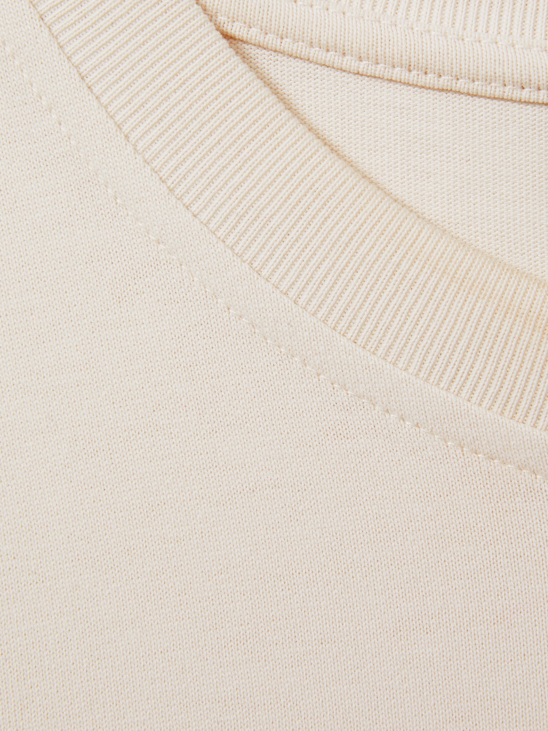 Cotton Crew Neck Long Sleeve T-Shirt in Off White - Image 6 of 6