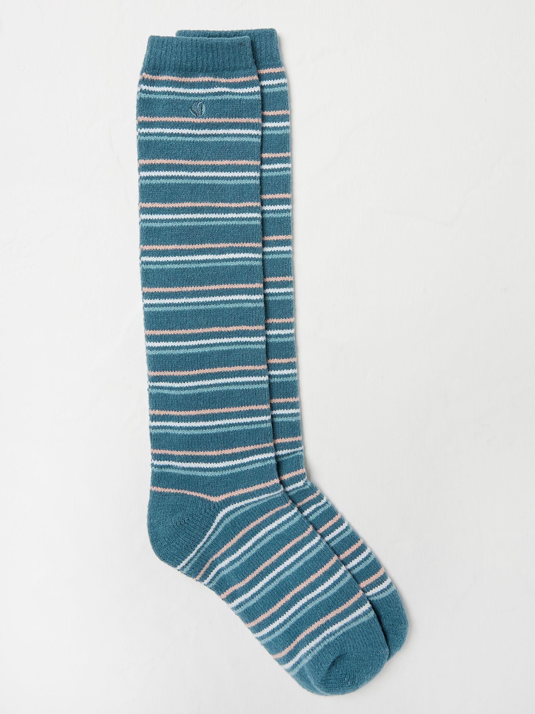 Blue Teal Stripe Supersoft Knee High Socks - Image 1 of 2
