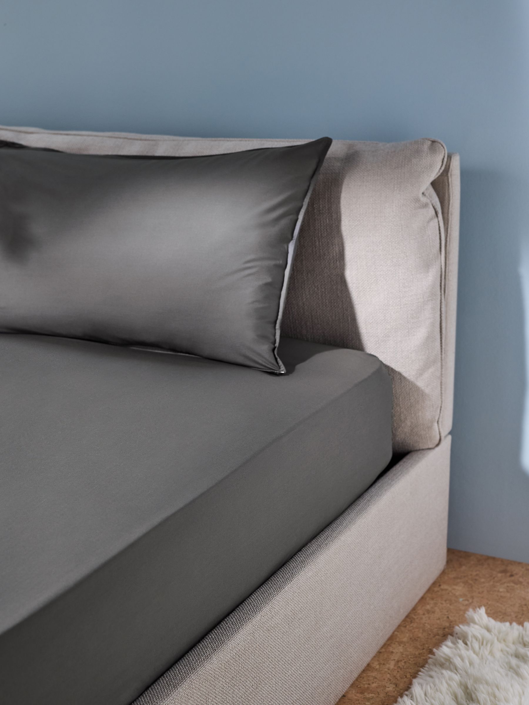 Cosy Washed Cotton Extra Deep Fitted Sheet in Charcoal Grey - Image 1 of 3