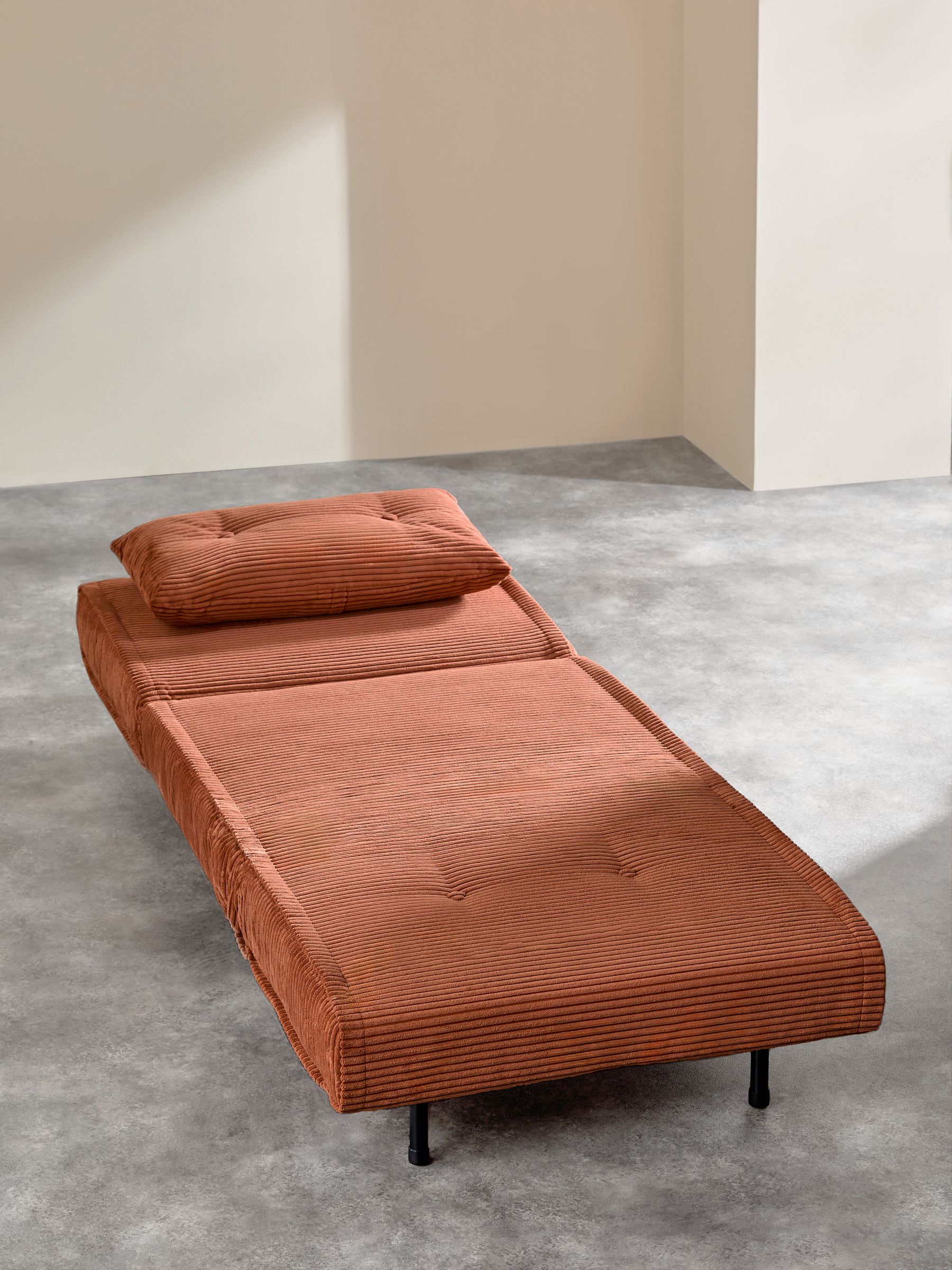 Haru Single 1 Seater Sofa Bed in Nutmeg Orange Corduroy - Image 6 of 6