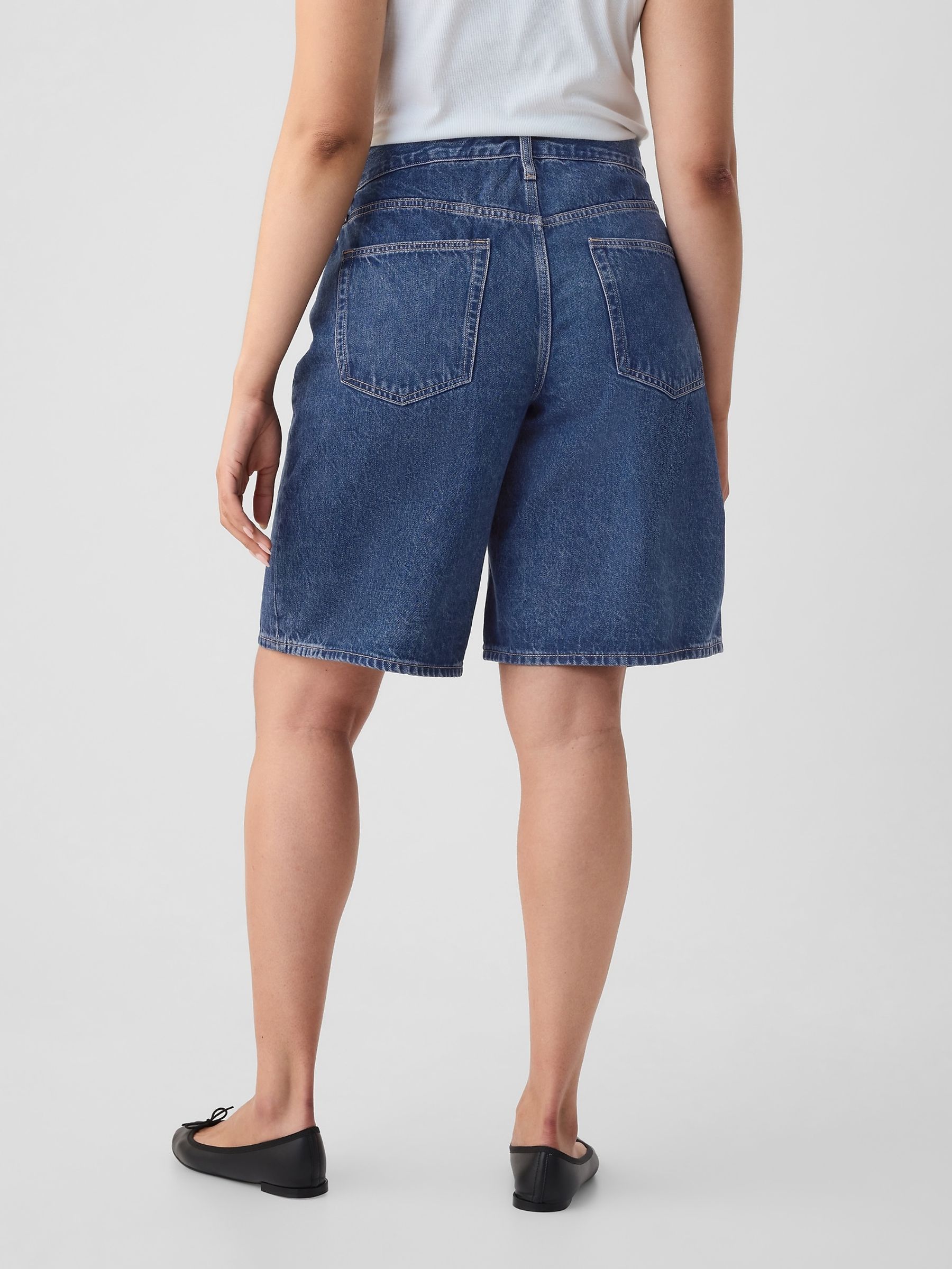 Blue Mid Rise Longline Denim Shorts - Image 3 of 8