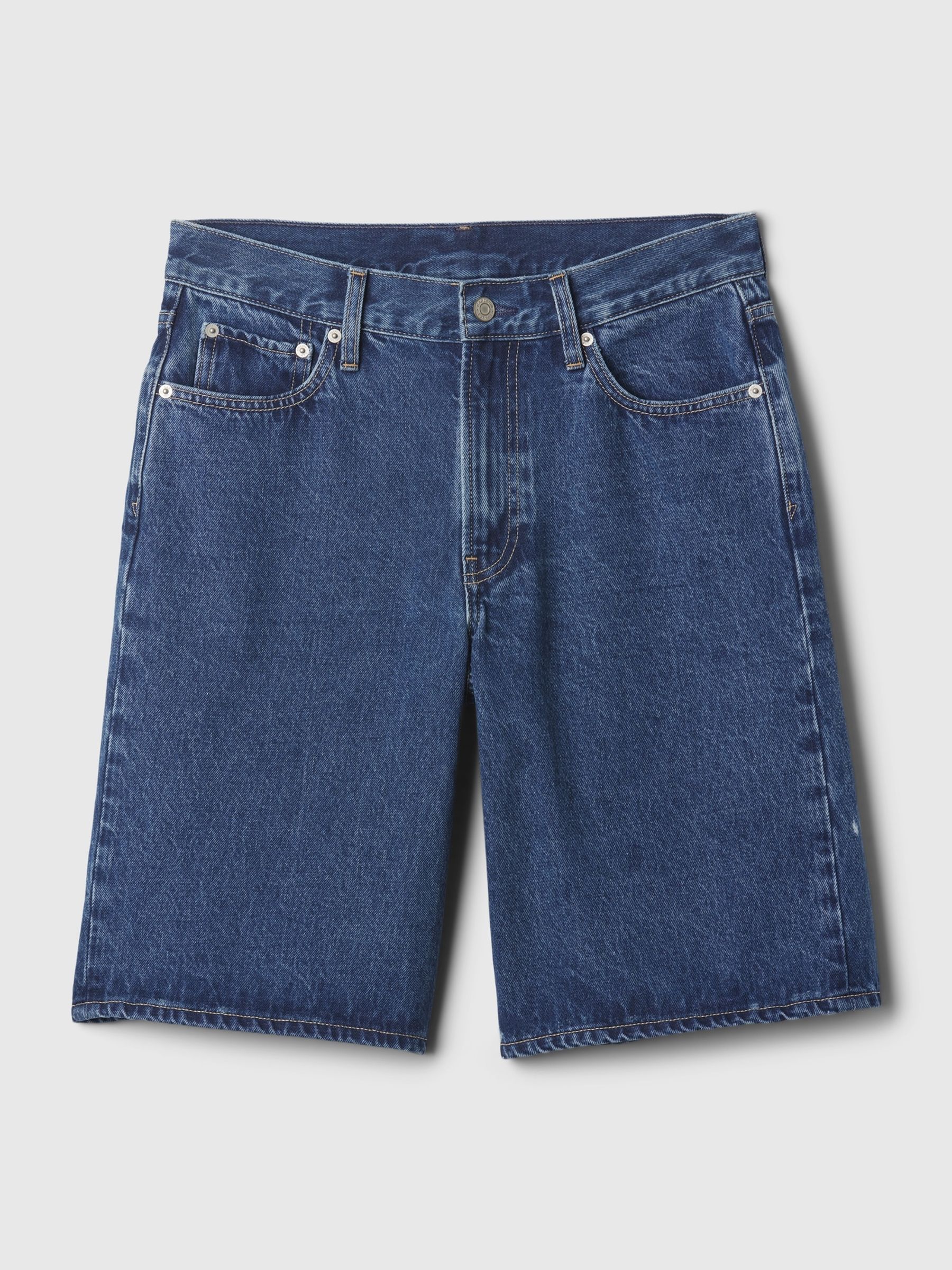 Blue Mid Rise Longline Denim Shorts - Image 7 of 8