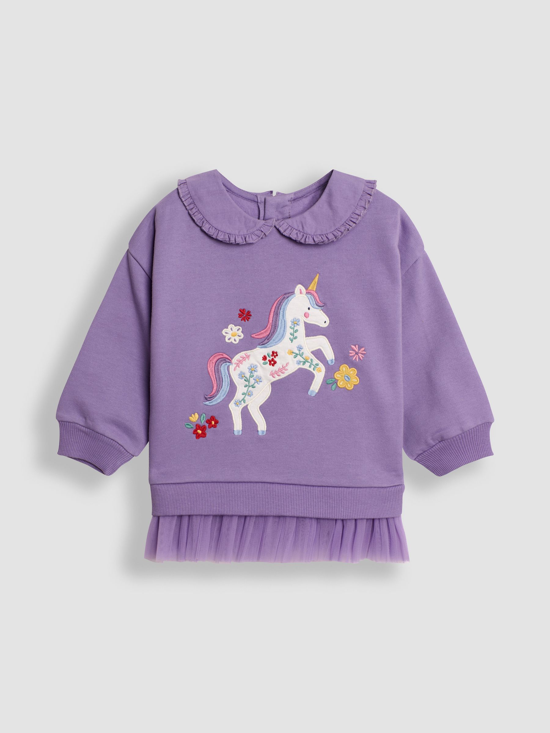 Lilac Purple Unicorn Appliqué Tulle Frill Sweatshirt - Image 1 of 3