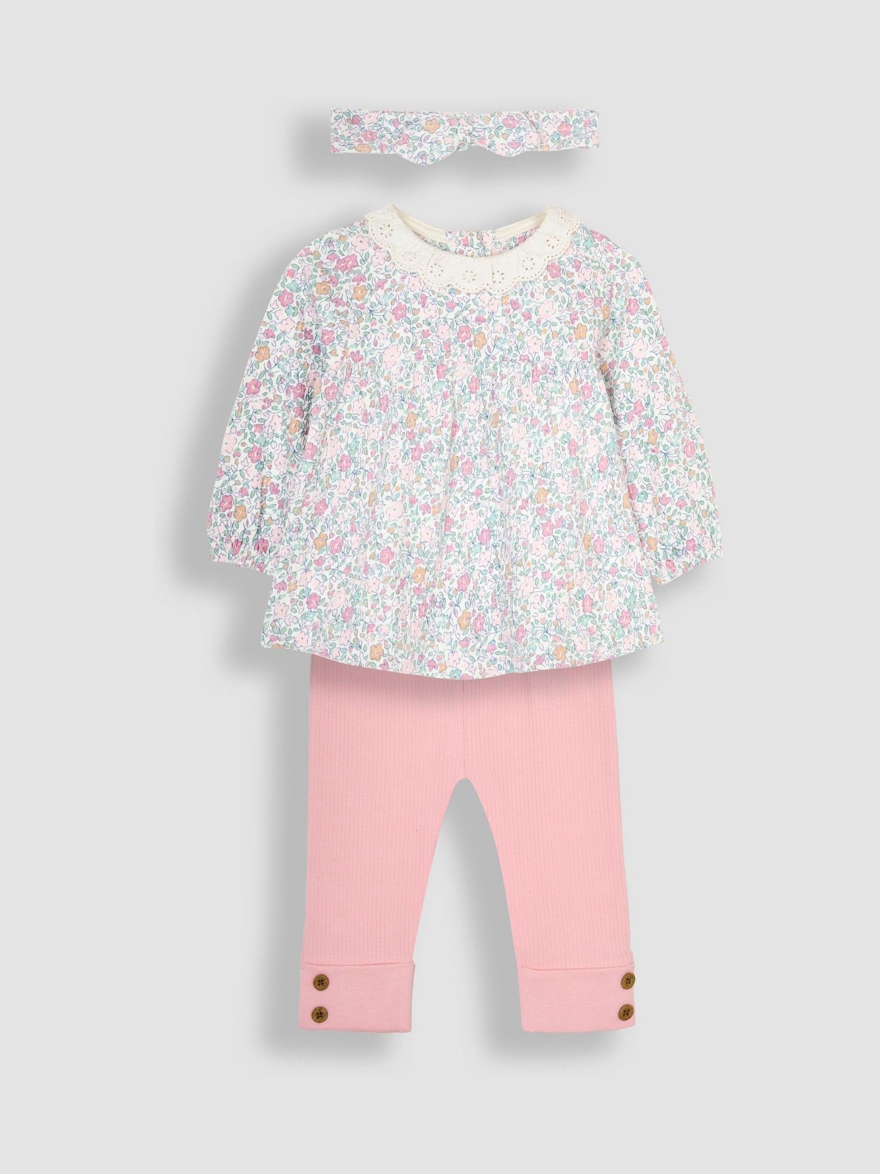 Pink Ditsy Floral Tunic and Leggings Set 3 Piece - Image 1 of 9