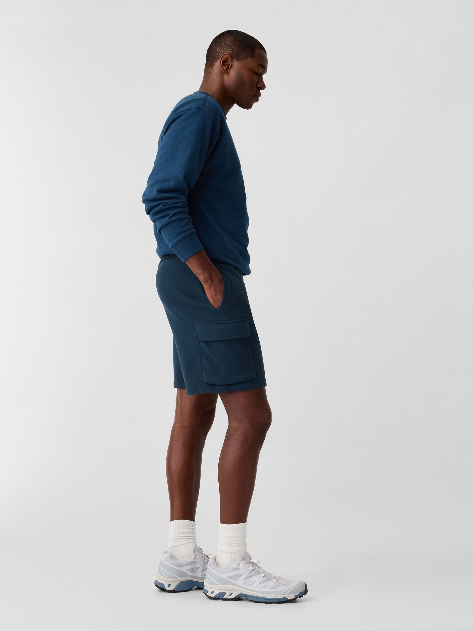 Blue Sweat Cargo Shorts - Image 3 of 5