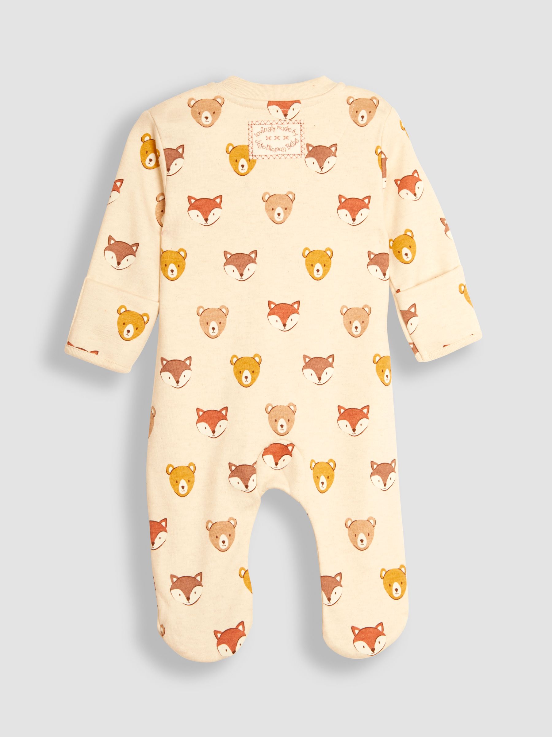 Natural Woodland Print Zip Cotton Baby Sleepsuit - Image 2 of 3