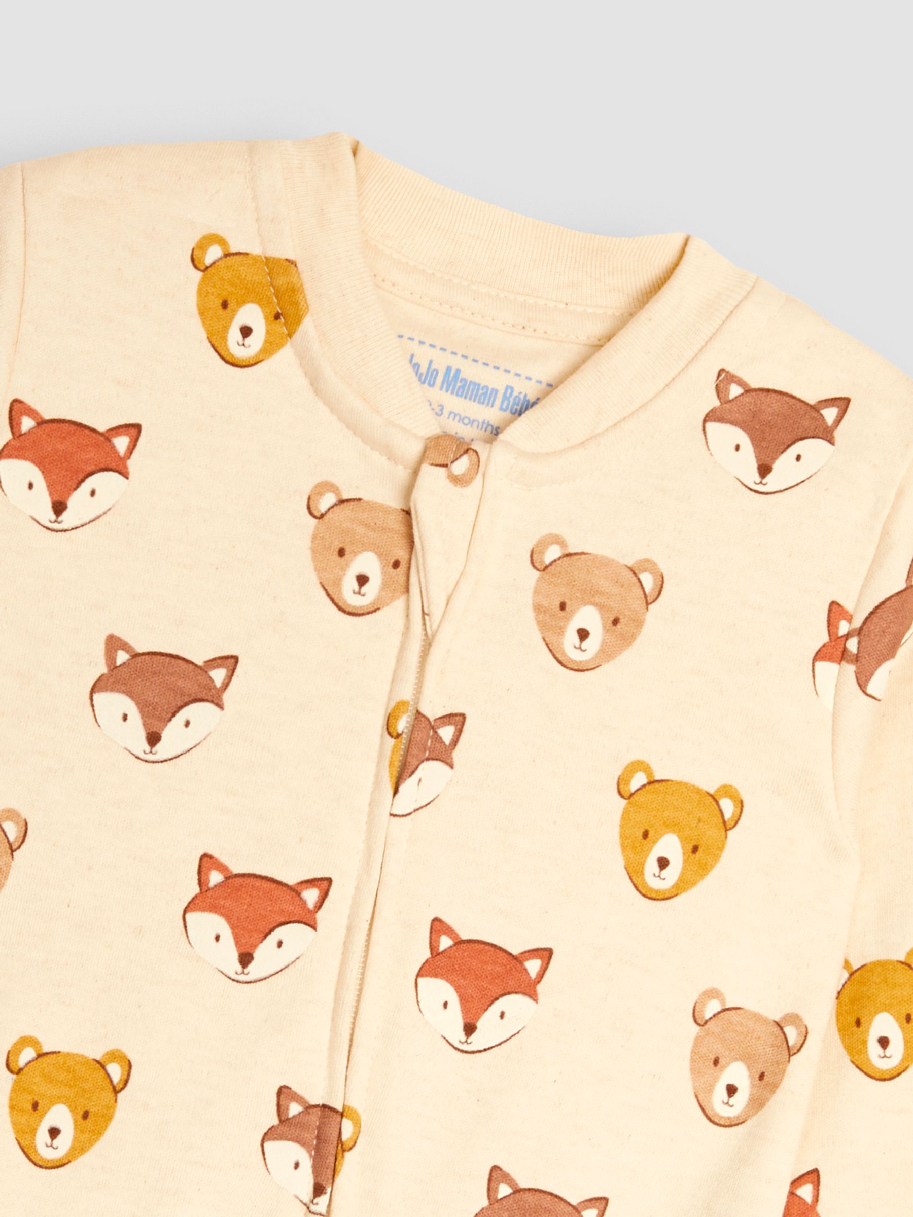 Natural Woodland Print Zip Cotton Baby Sleepsuit - Image 3 of 3