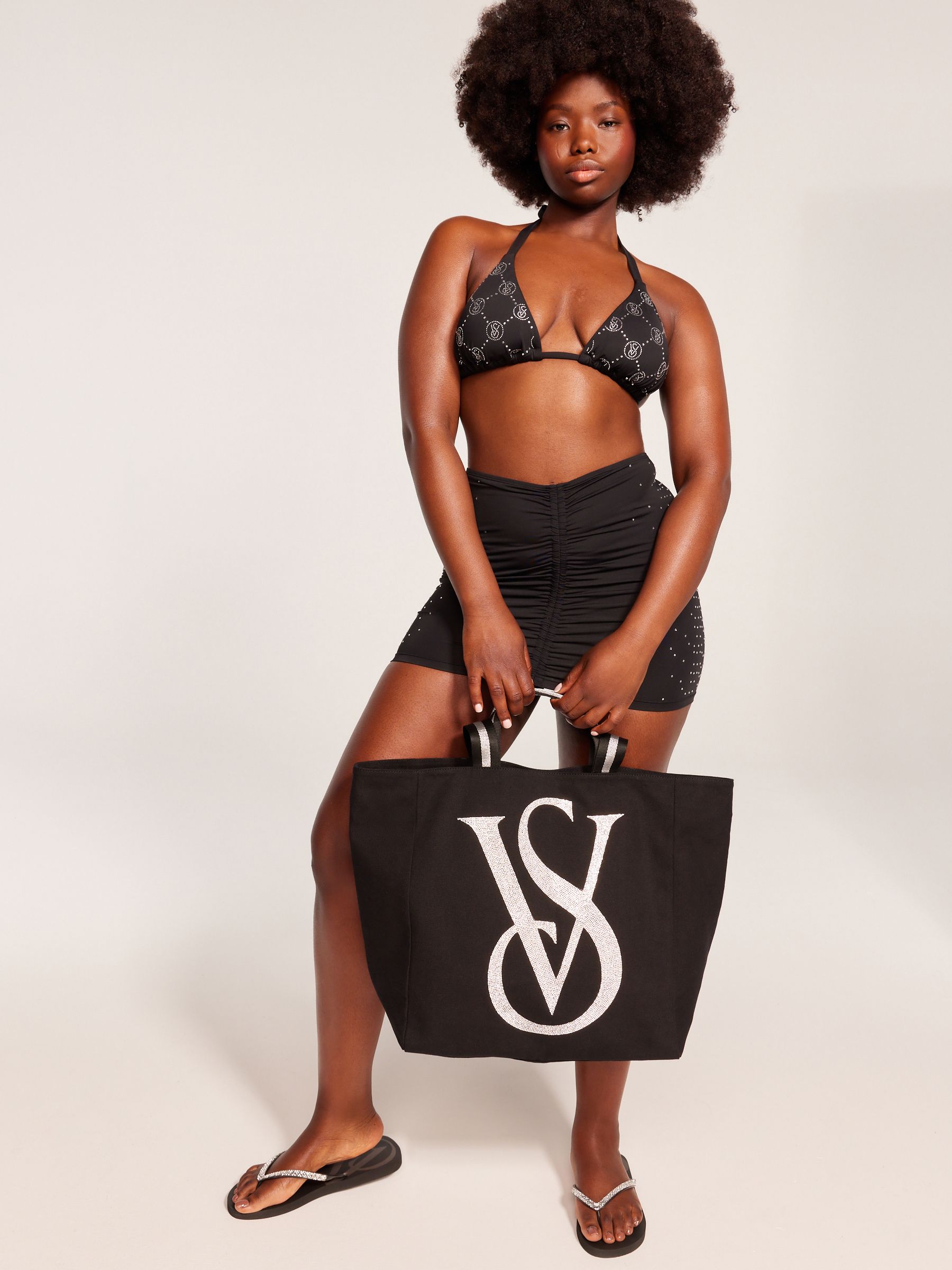 Black Logo Diamanté Tote Bag - Image 3 of 9