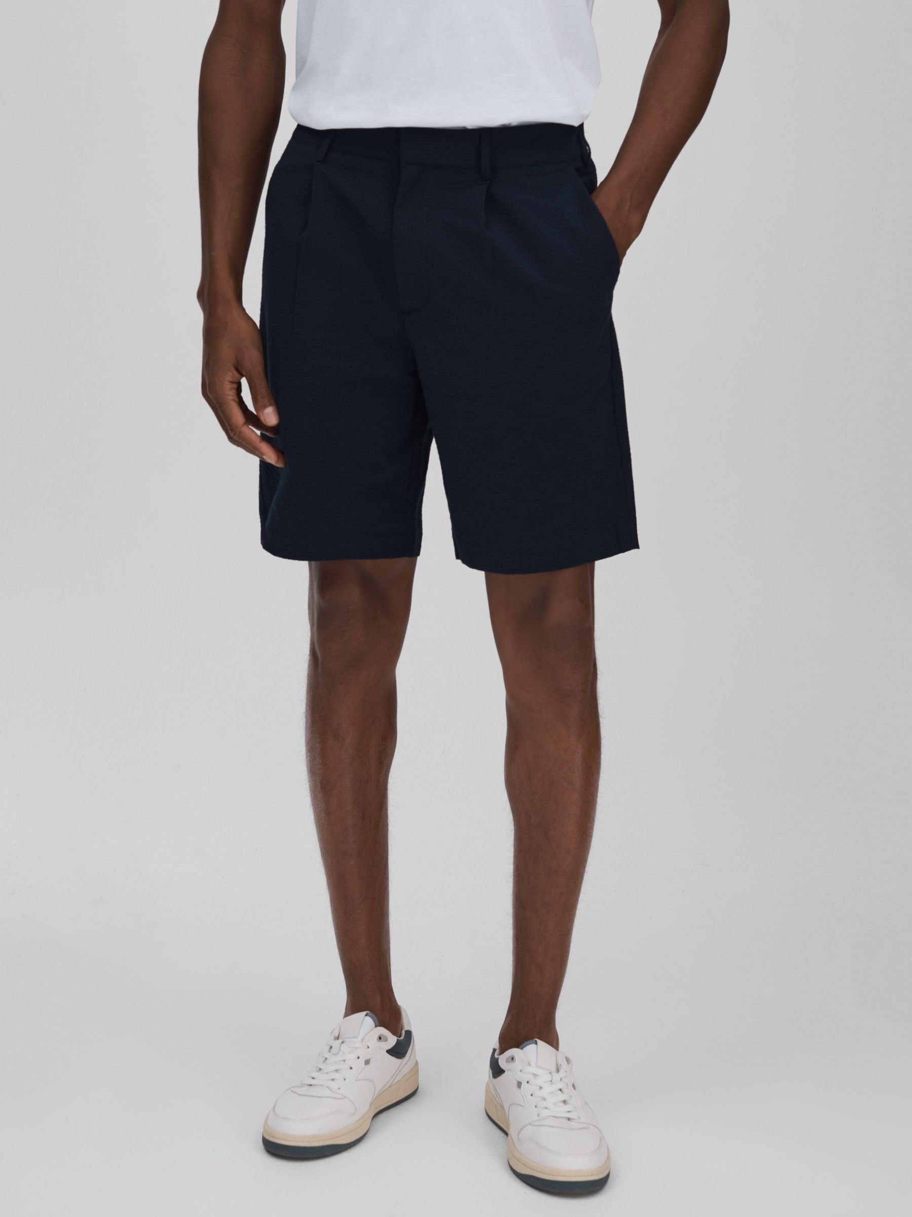 Wax London Seersucker Shorts in Navy - Image 1 of 5