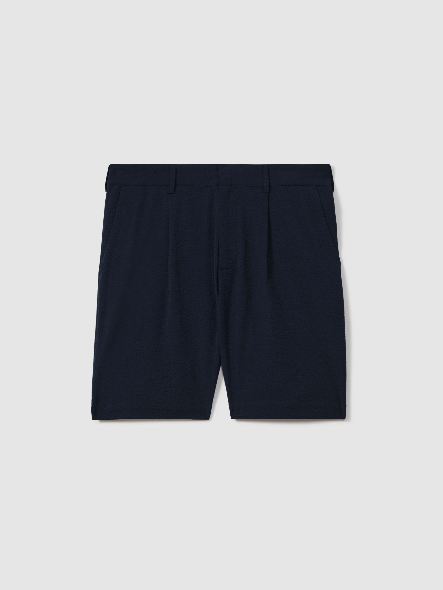 Wax London Seersucker Shorts in Navy - Image 2 of 5 Wax London Seersucker Shorts in Navy - Image 2 of 5