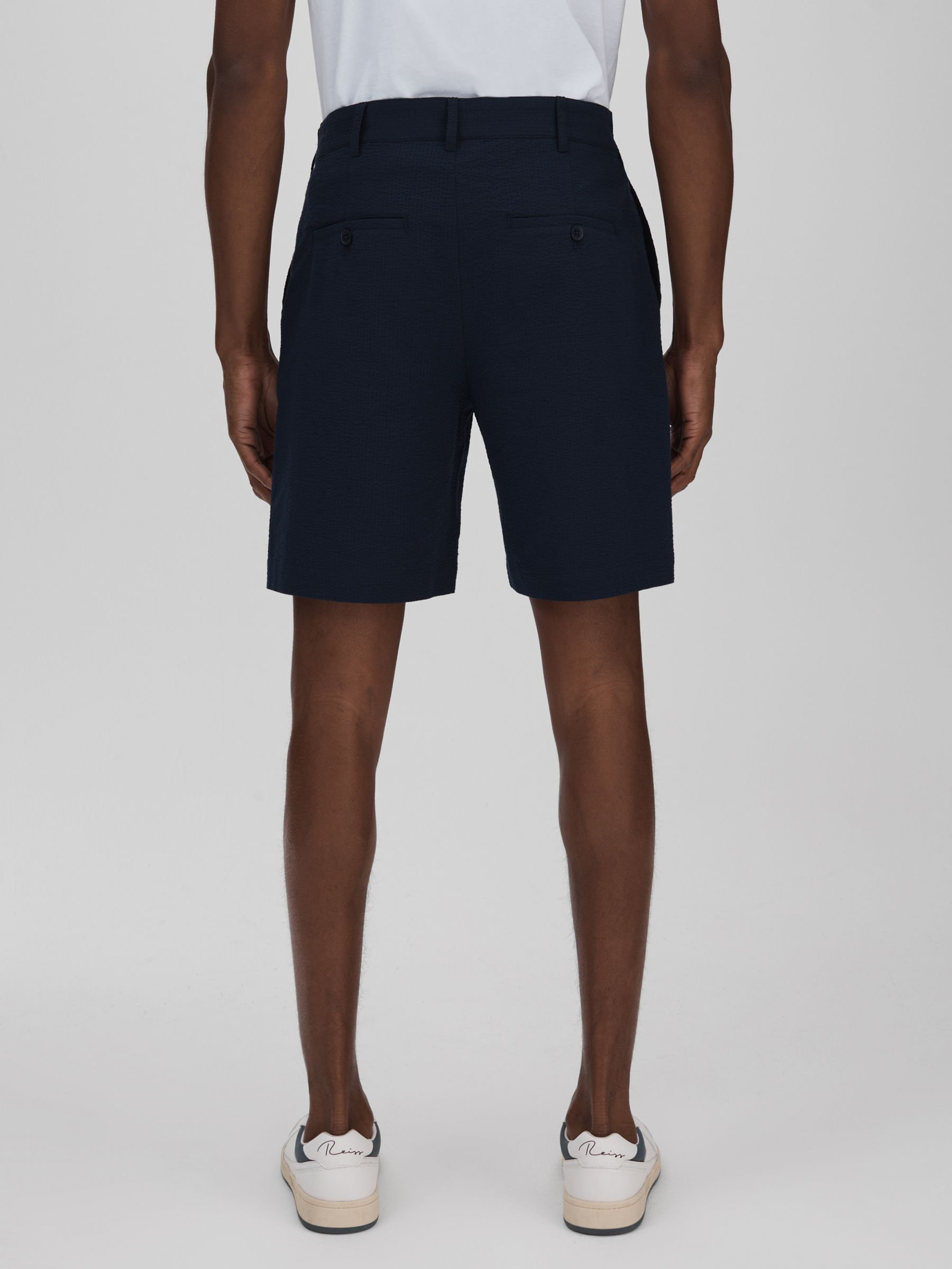 Wax London Seersucker Shorts in Navy - Image 5 of 5