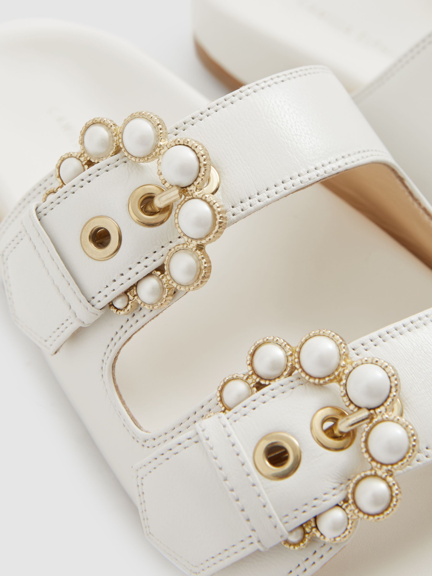 Camilla Elphick Ivory White Leather Buckle Sliders - Image 4 of 4