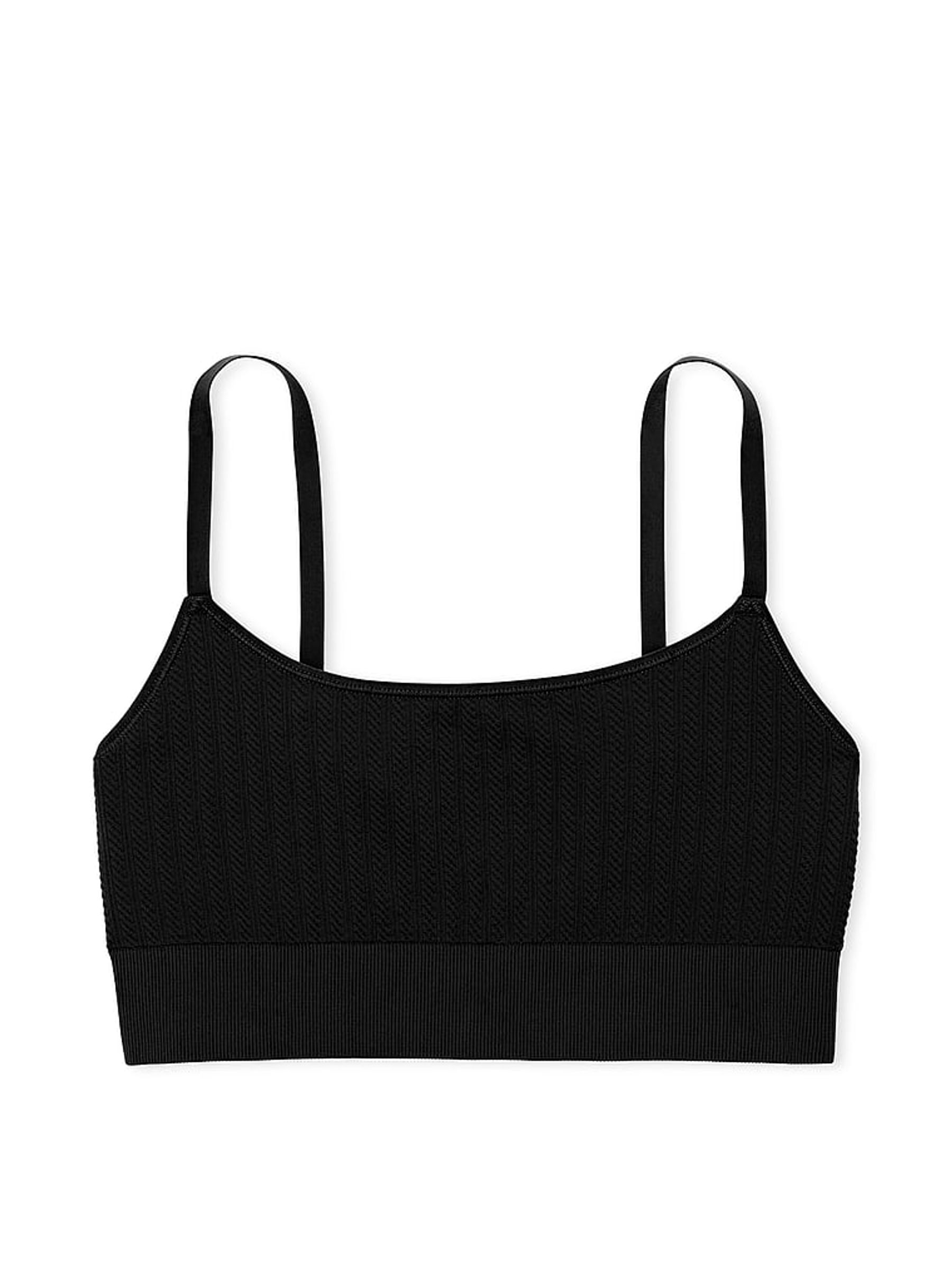 Black Seamless Cable Knit Sports Bra - Image 3 of 3