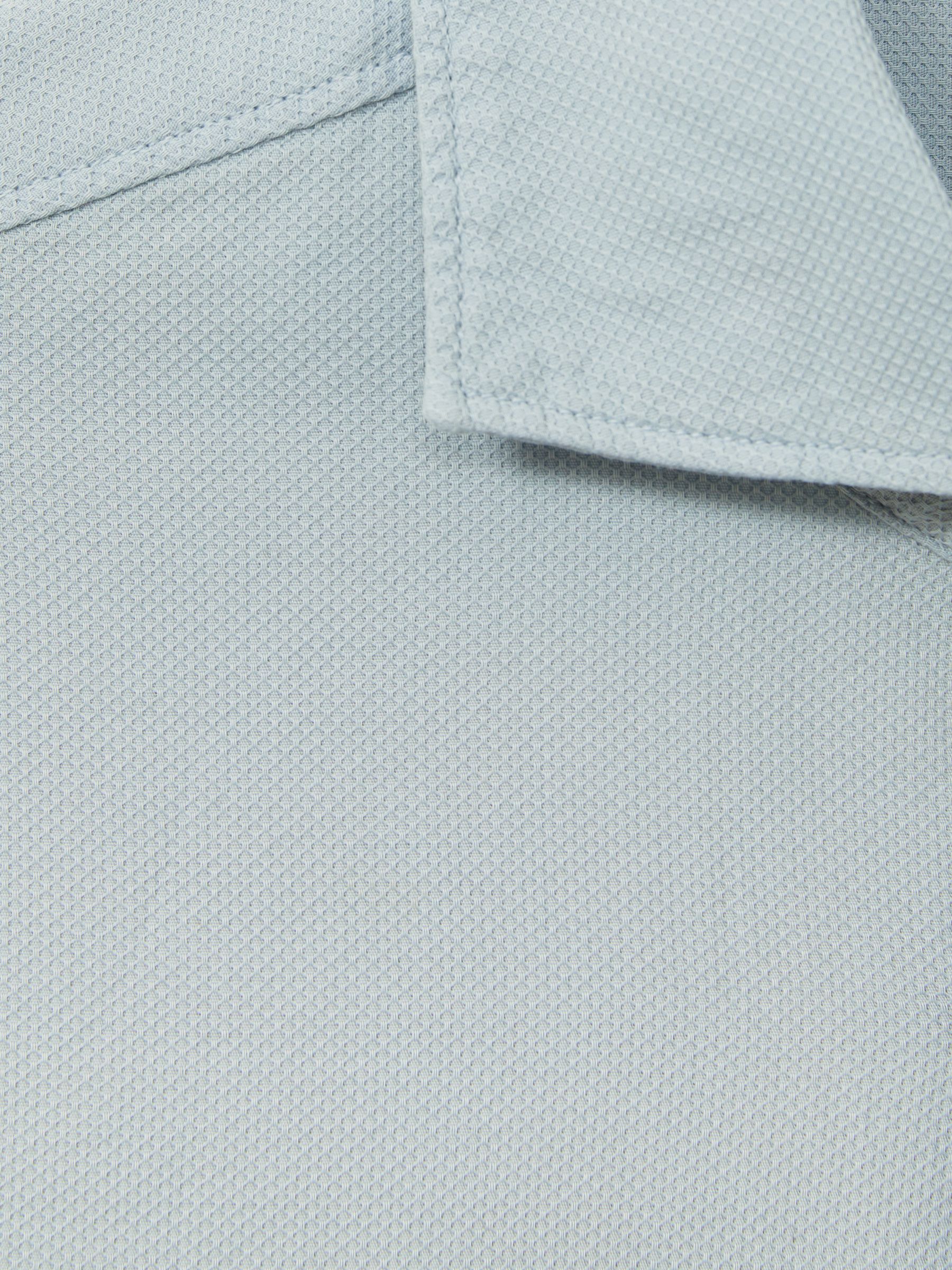 Textured Garment Dyed Button-Through Shirt in Soft Blue - Image 5 of 5