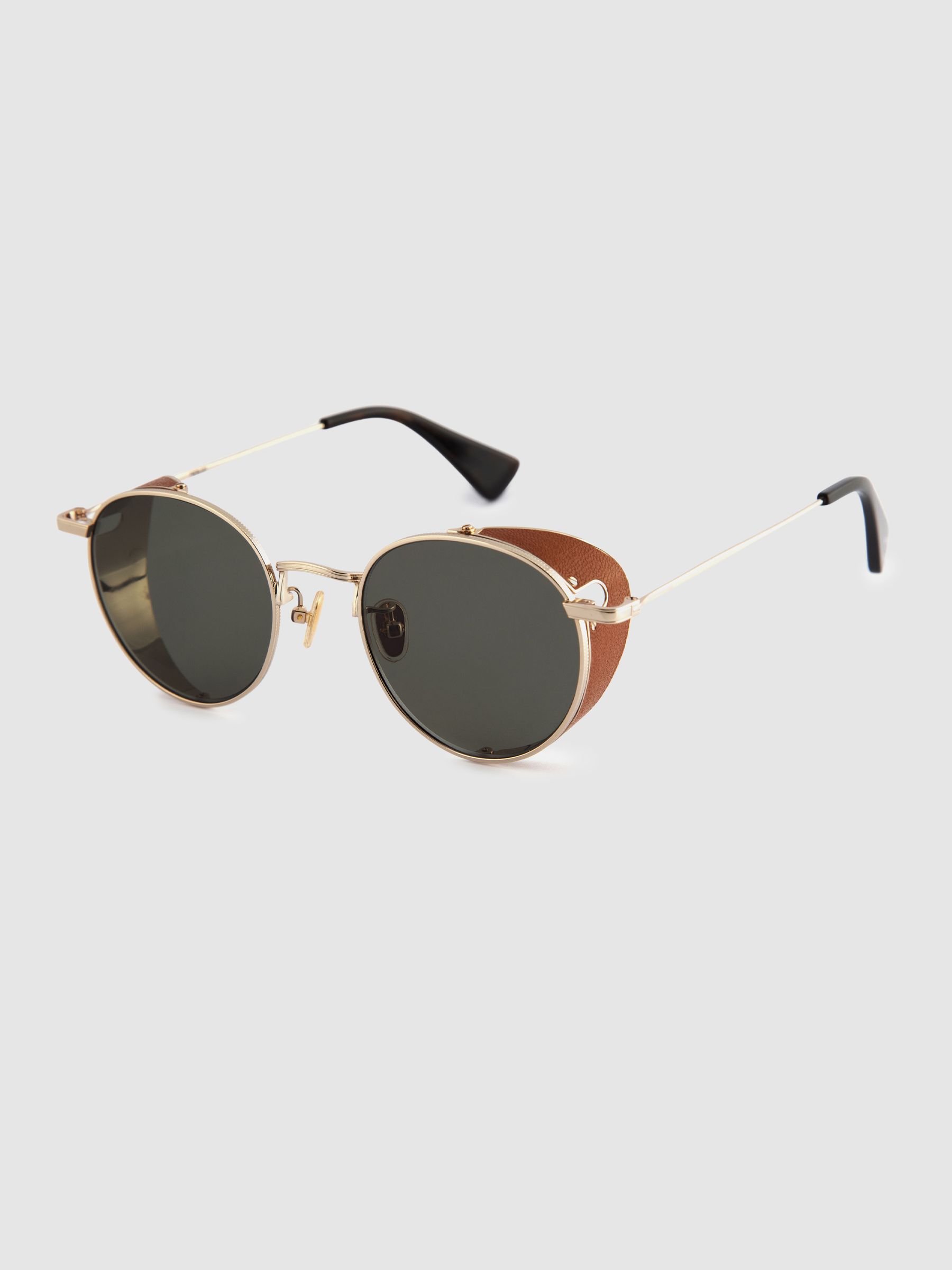 Curry and Paxton Side Shield Sunglasses in Tan - Image 2 of 4