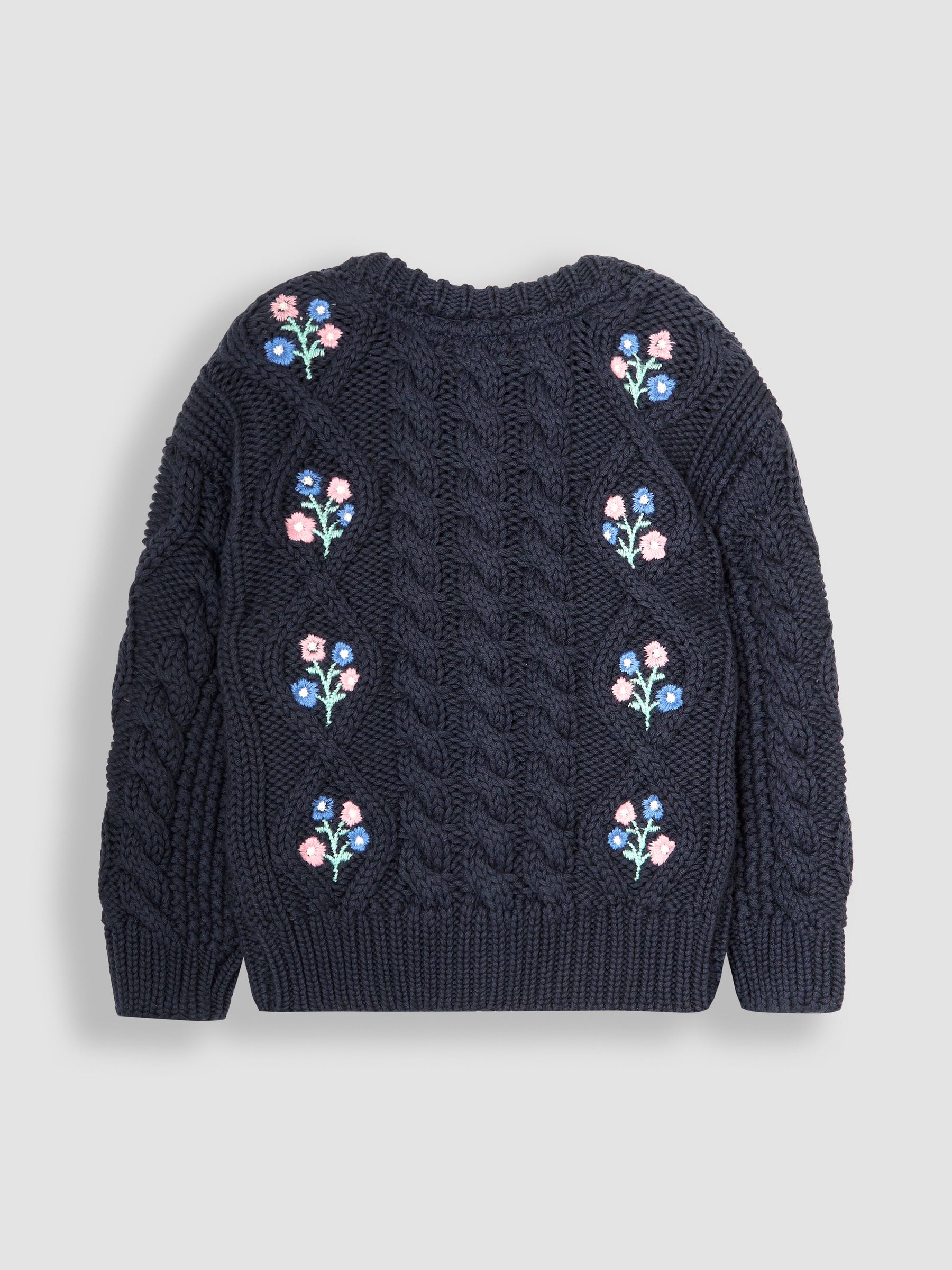 Navy Blue Embroidered Cosy Cable Cardigan - Image 2 of 3