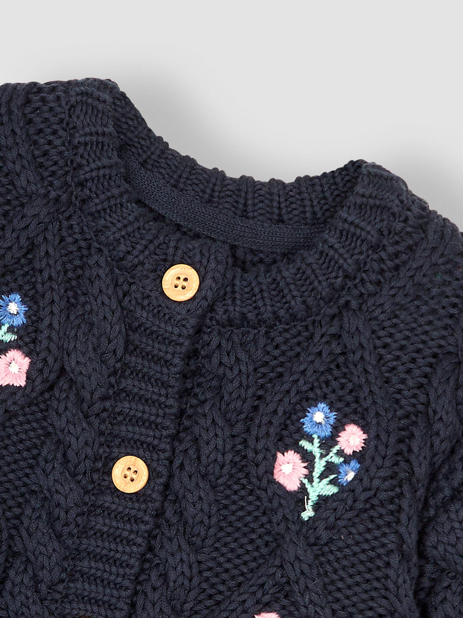 Navy Blue Embroidered Cosy Cable Cardigan - Image 3 of 3