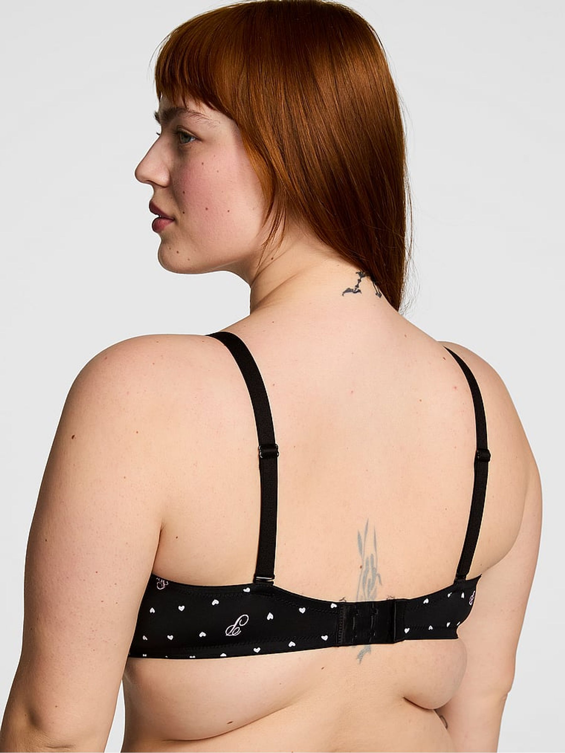 Black Heart Script Print Push Up Bra - Image 2 of 4