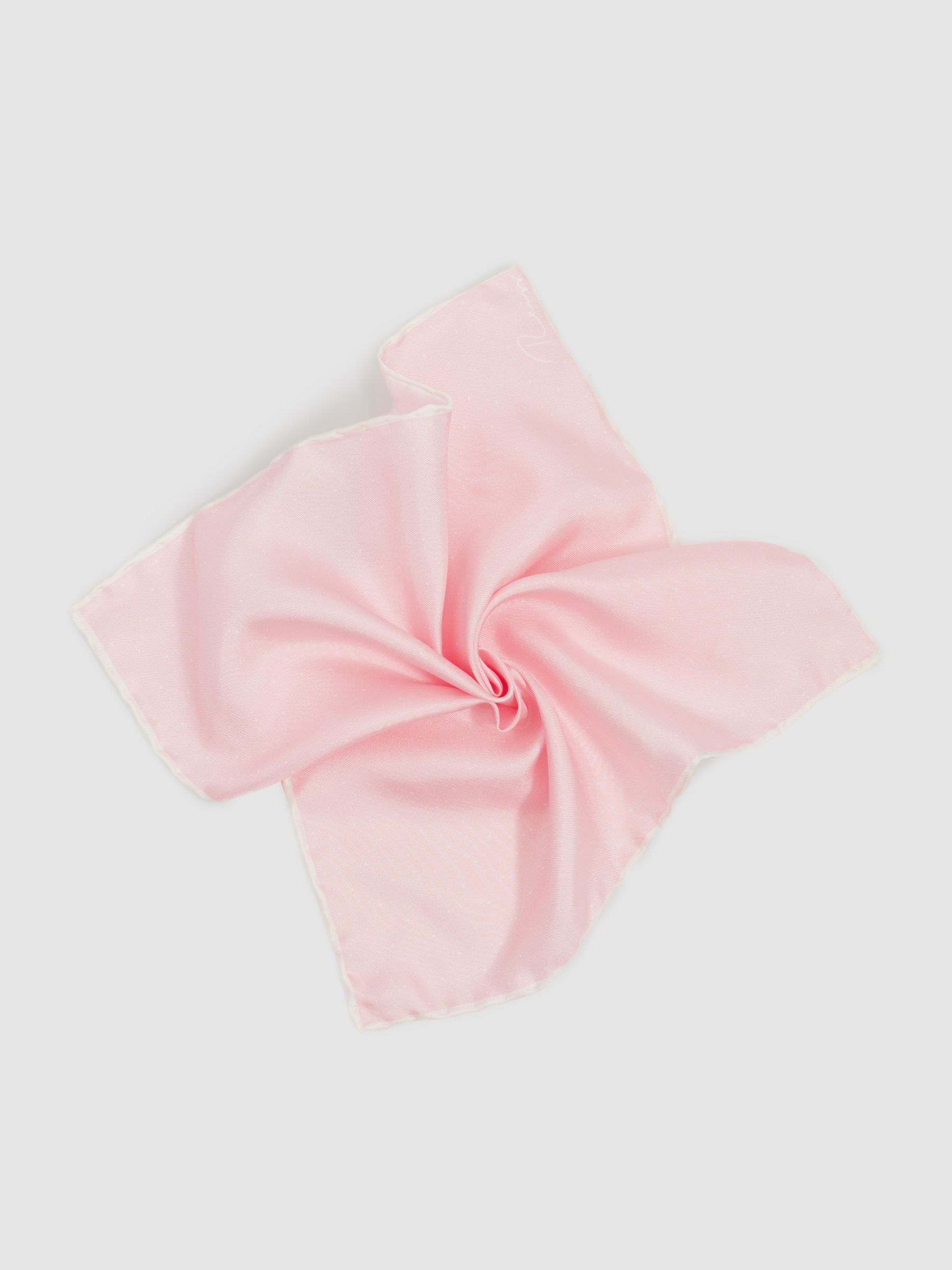 Polka Dot Silk Pocket Square in Light Pink - Image 3 of 5