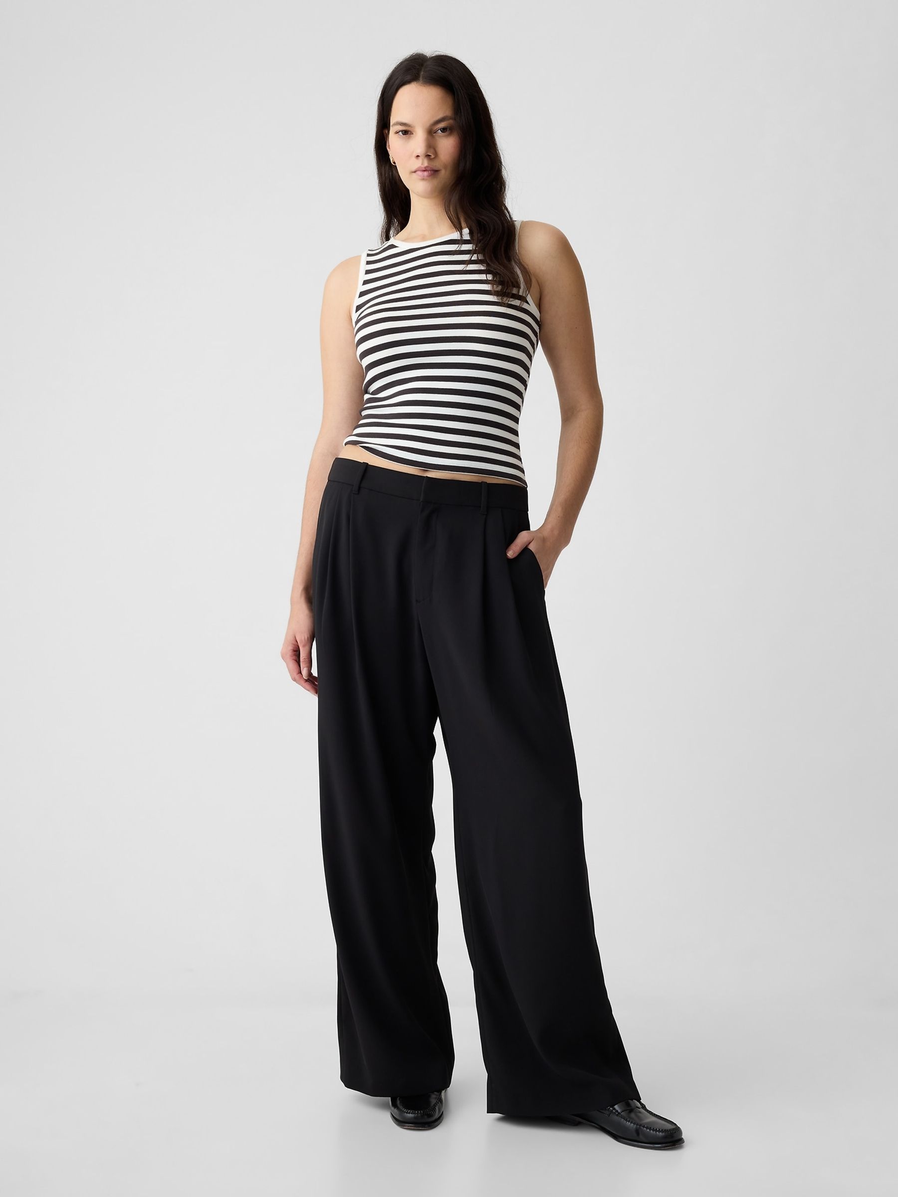 Black 365 High Waisted Pleated Trousers - Image 1 of 5