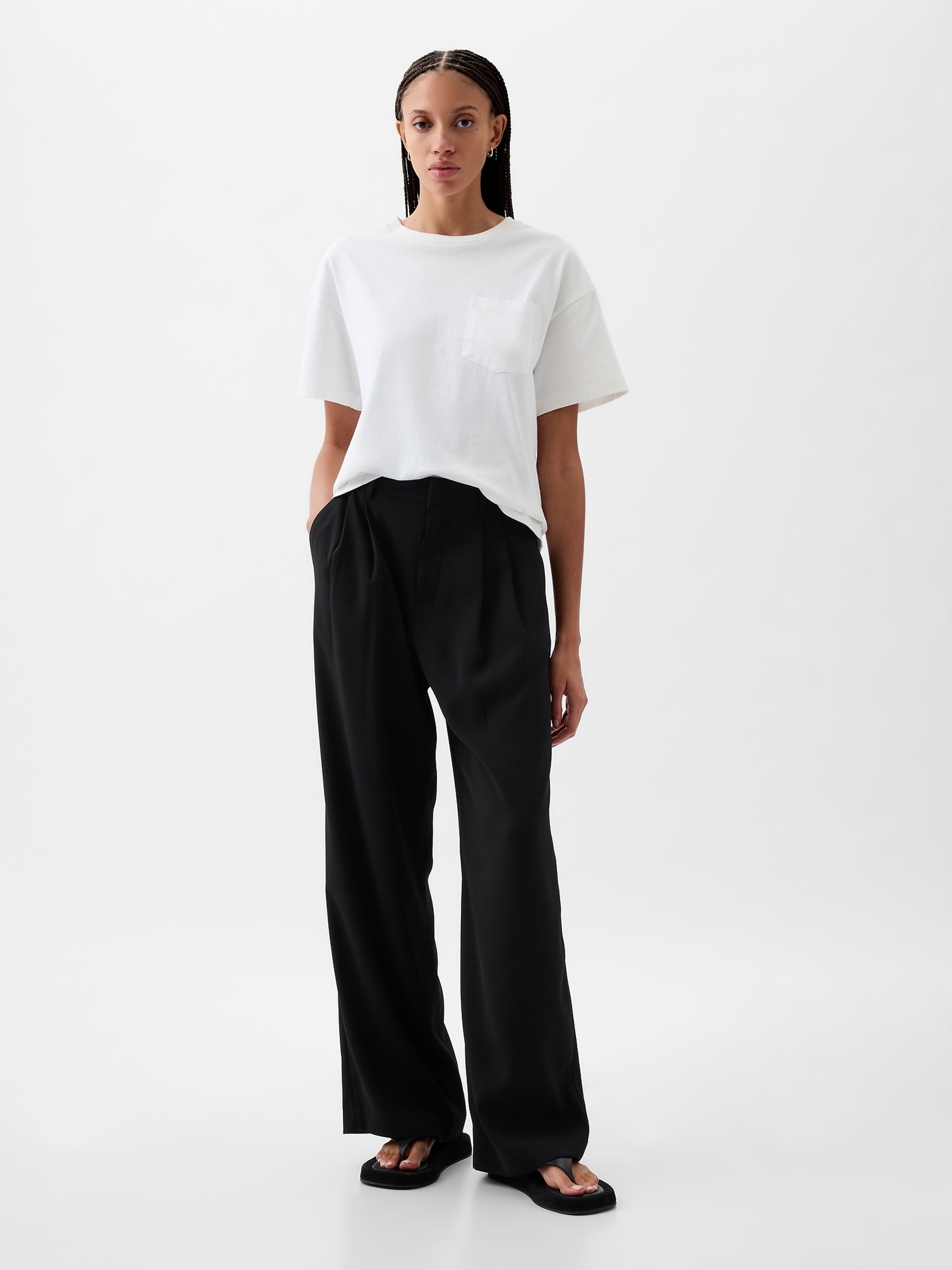Black 365 High Waisted Pleated Trousers - Image 2 of 4