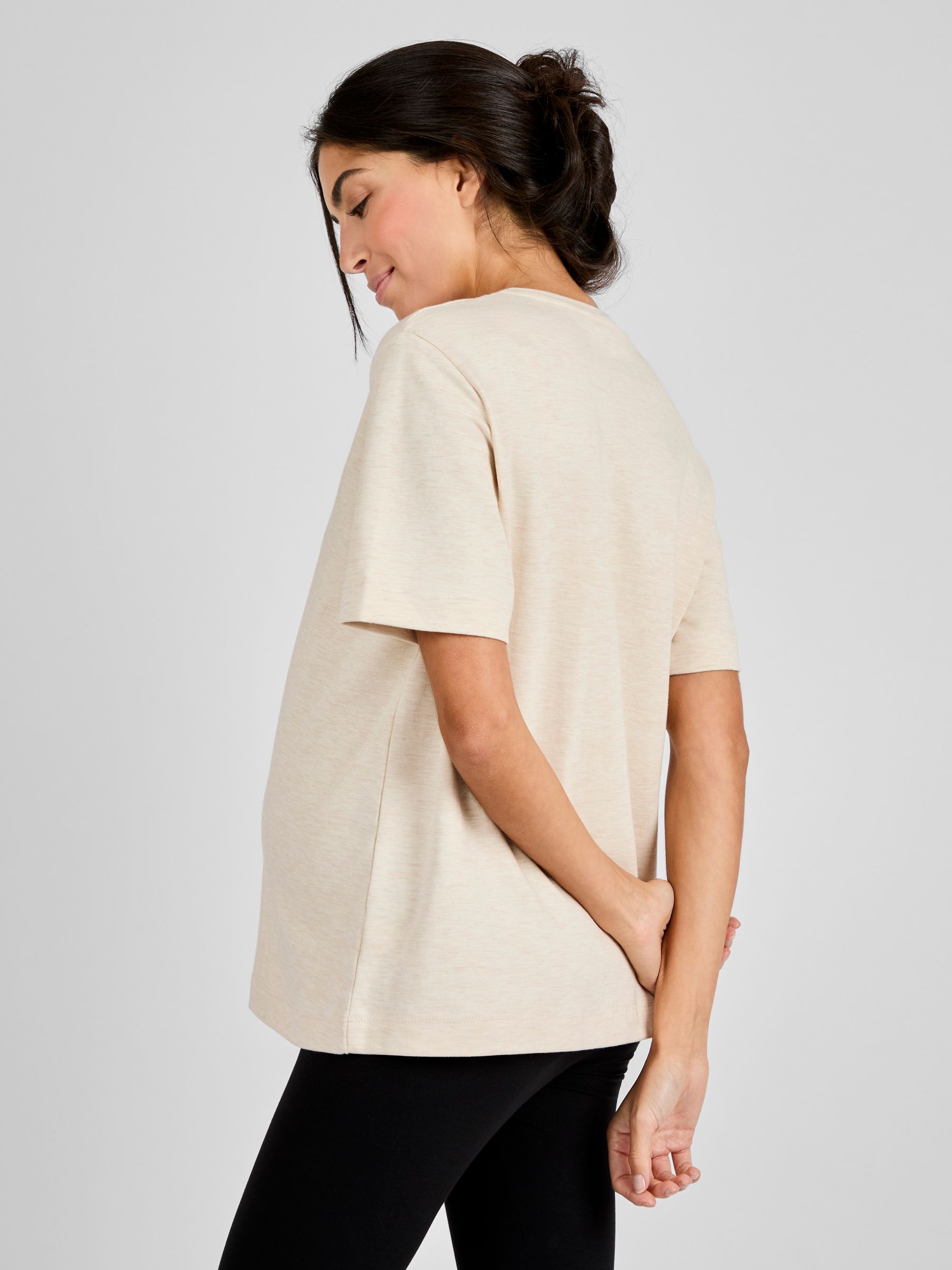 Oatmeal Oversized Boyfriend Maternity T-Shirt - Image 2 of 4
