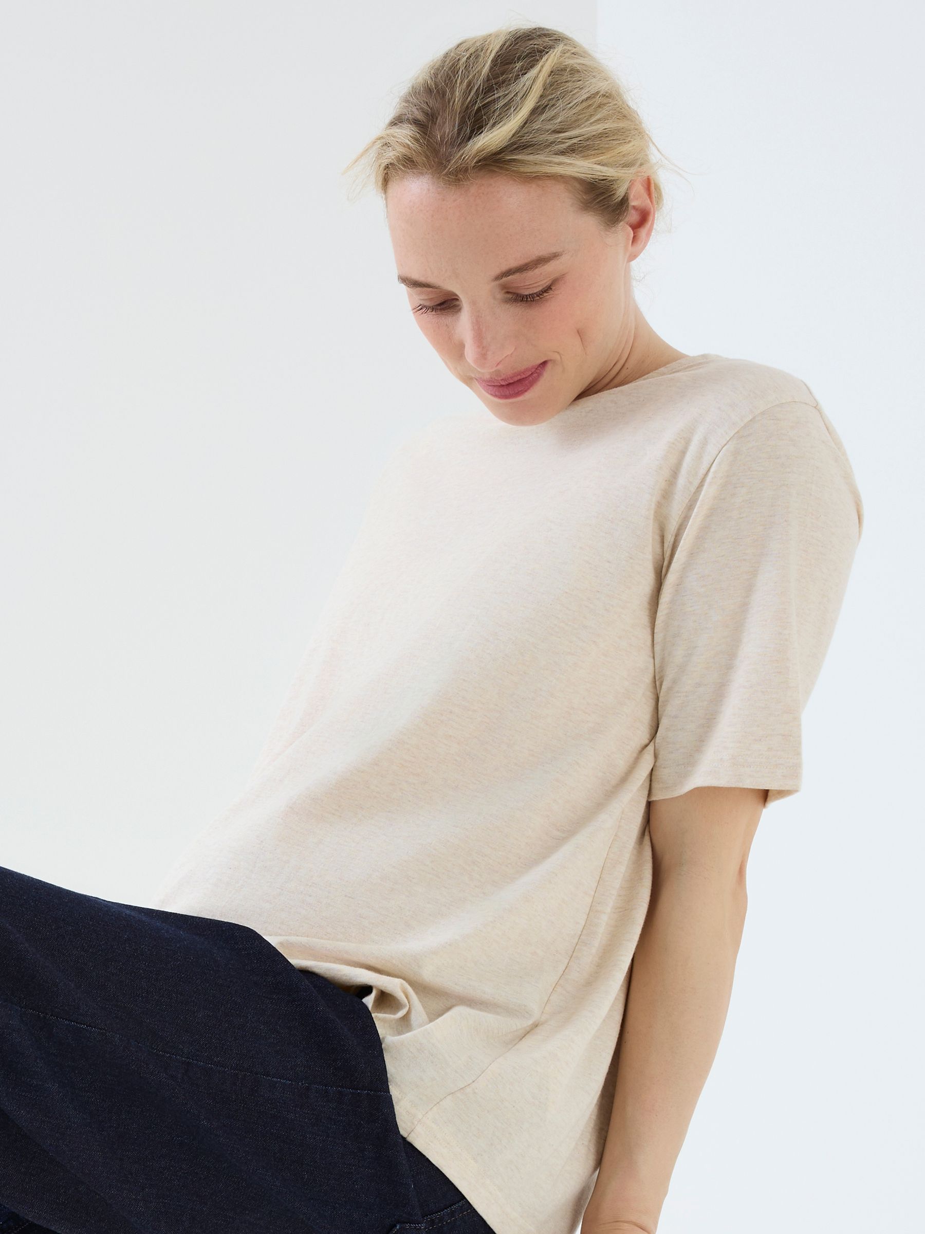 Oatmeal Oversized Boyfriend Maternity T-Shirt - Image 6 of 6