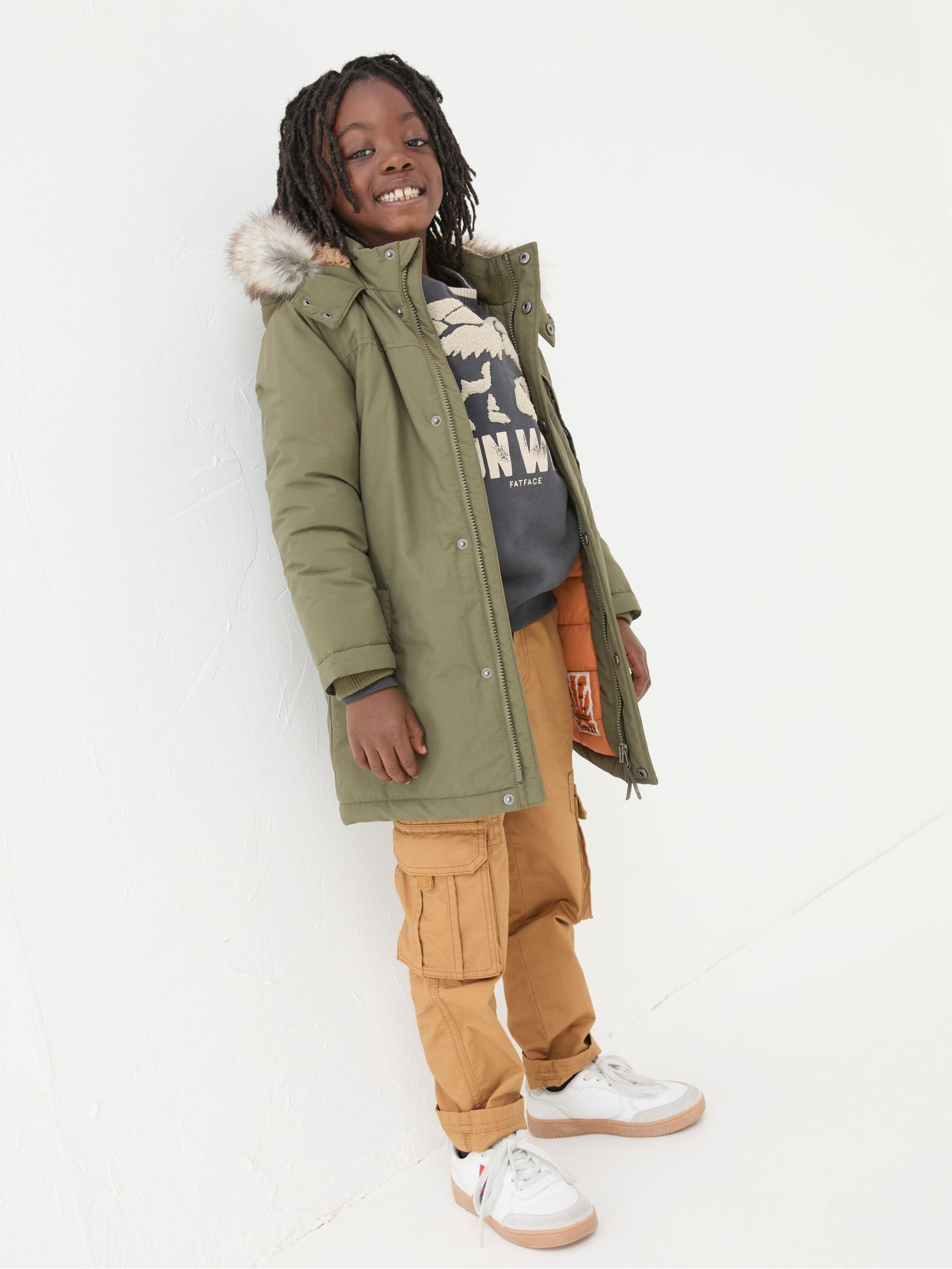Easdale Khaki Green Hooded Parka Jacket - Image 1 of 6