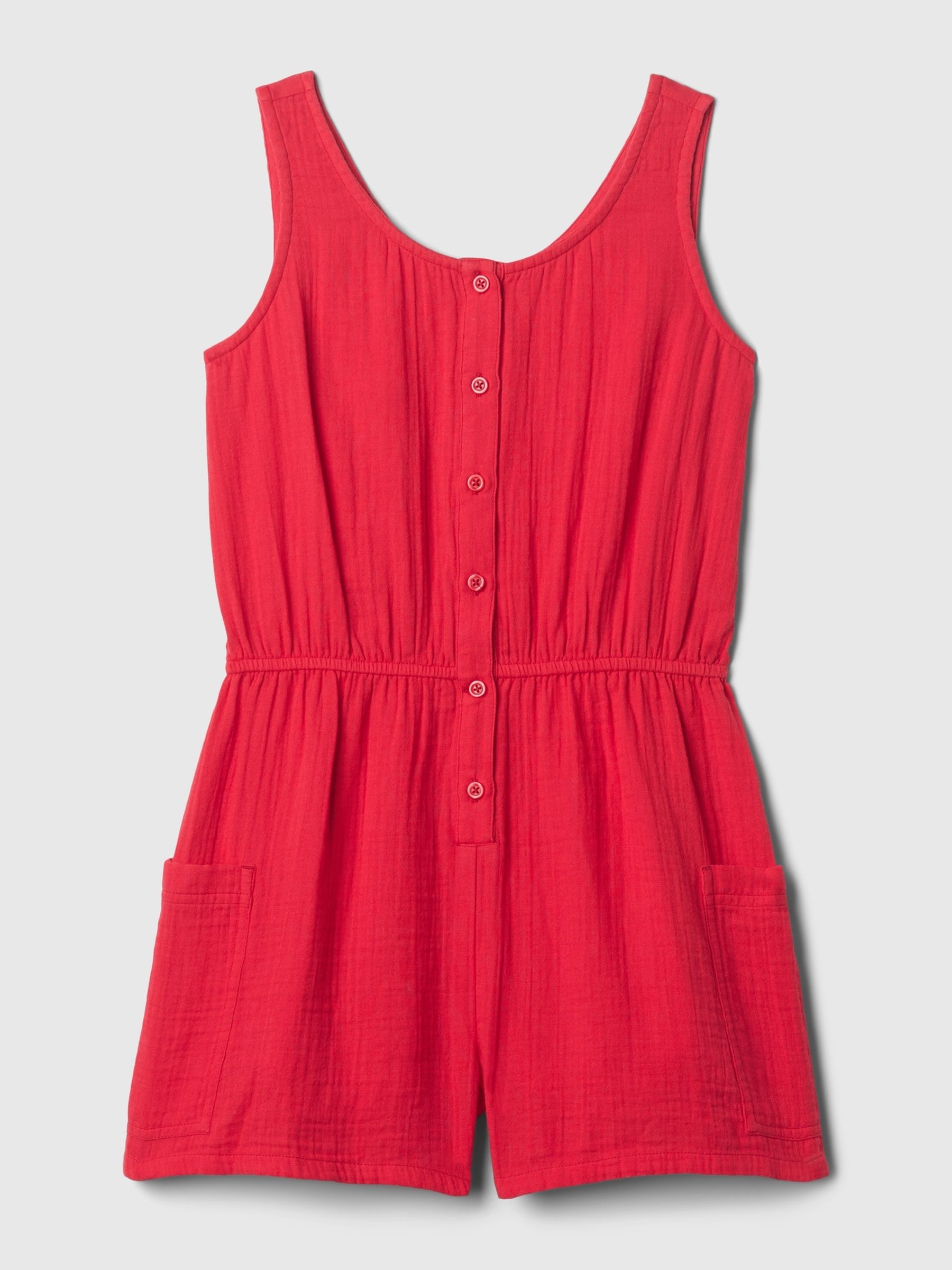 Red Crinkle Cotton Playsuit (4-13yrs) - Image 3 of 3