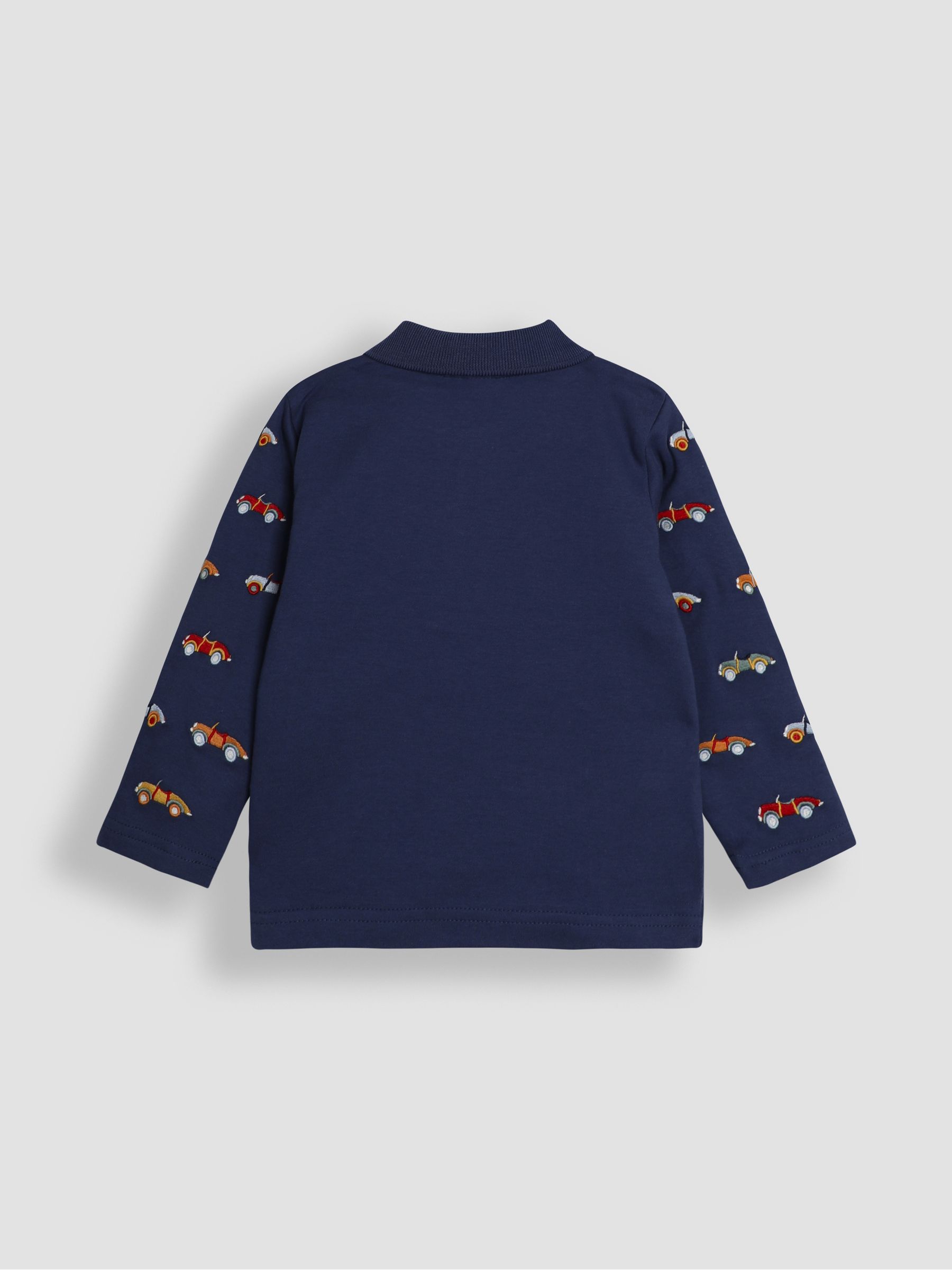 Indigo Blue Classic Car Long Sleeve Embroidered Polo Shirt - Image 2 of 3