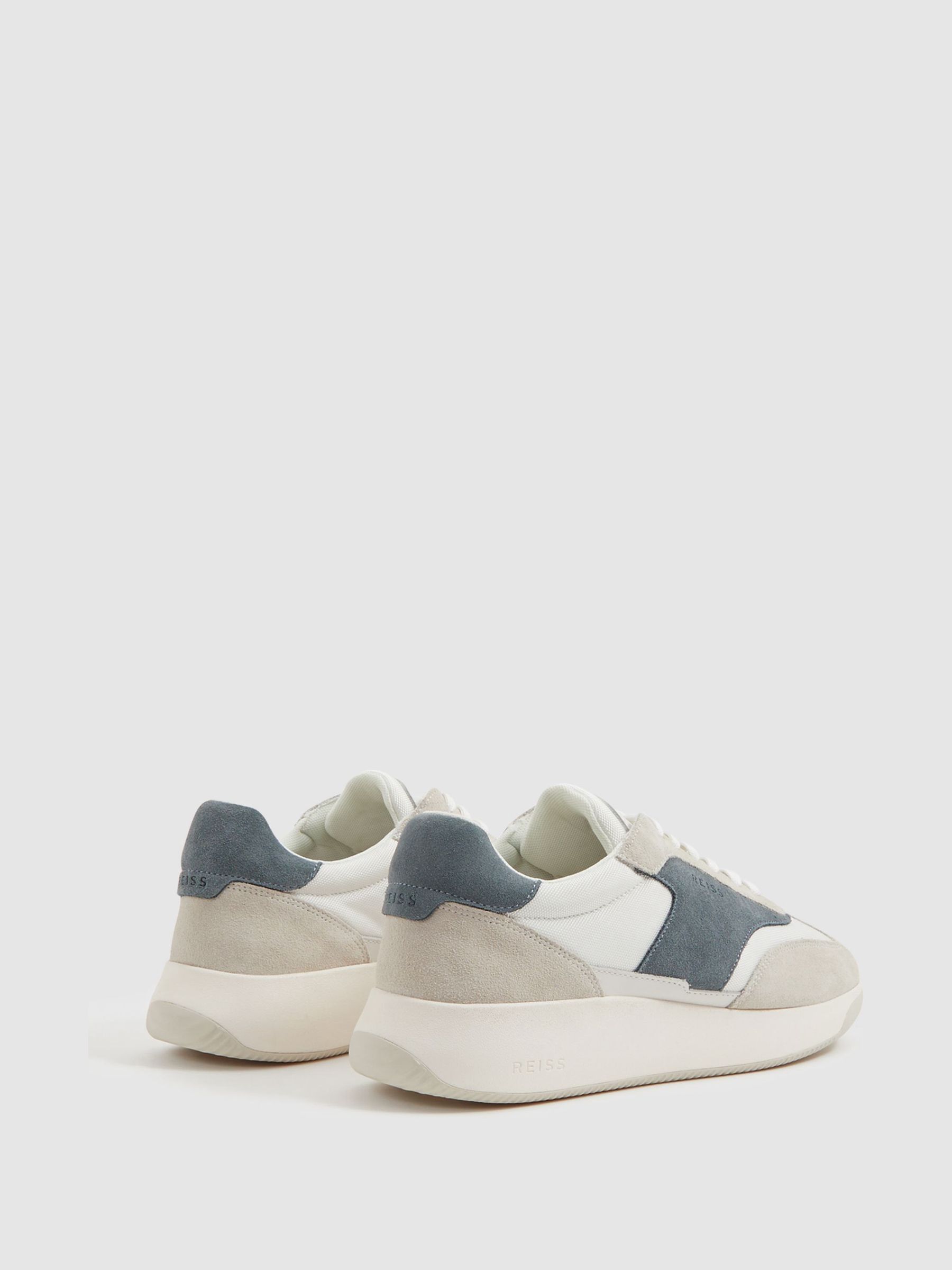 Leather Suede Running Trainers in Afb/Stone - Image 3 of 5