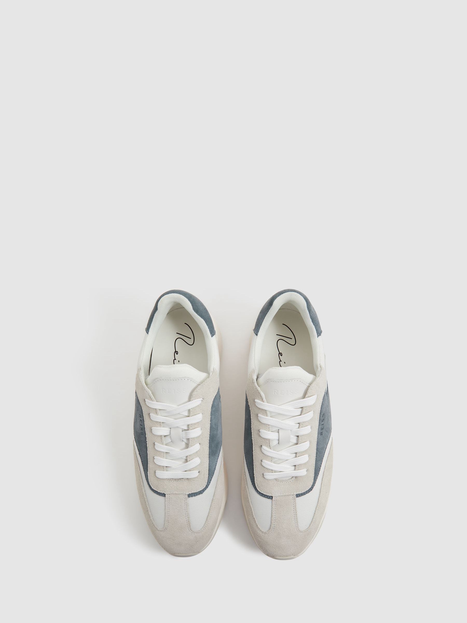 Leather Suede Running Trainers in Afb/Stone - Image 4 of 5