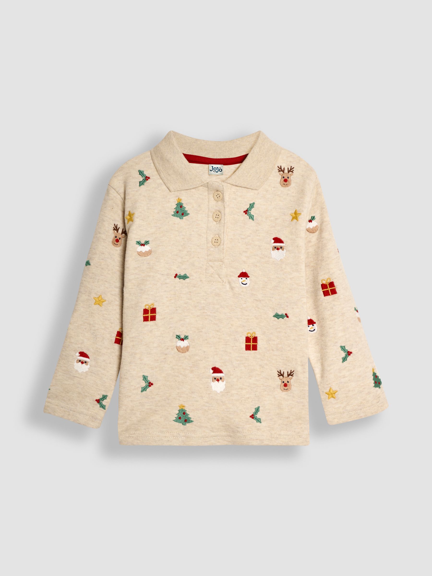Natural Christmas Embroidered Polo Shirt - Image 4 of 6