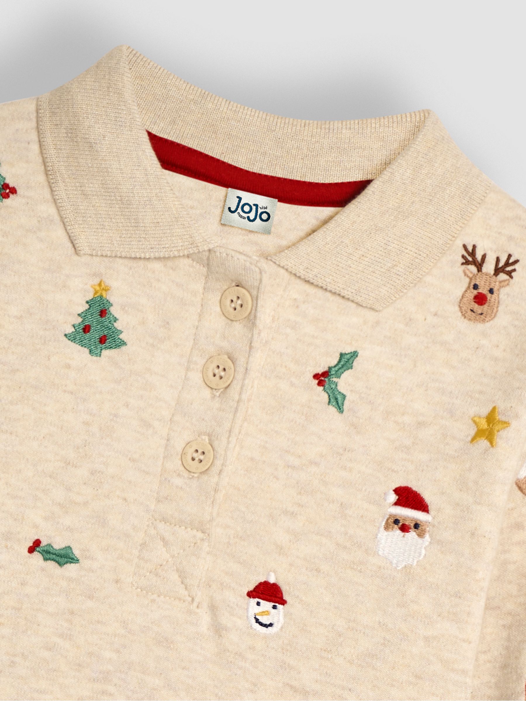 Natural Christmas Embroidered Polo Shirt - Image 6 of 6