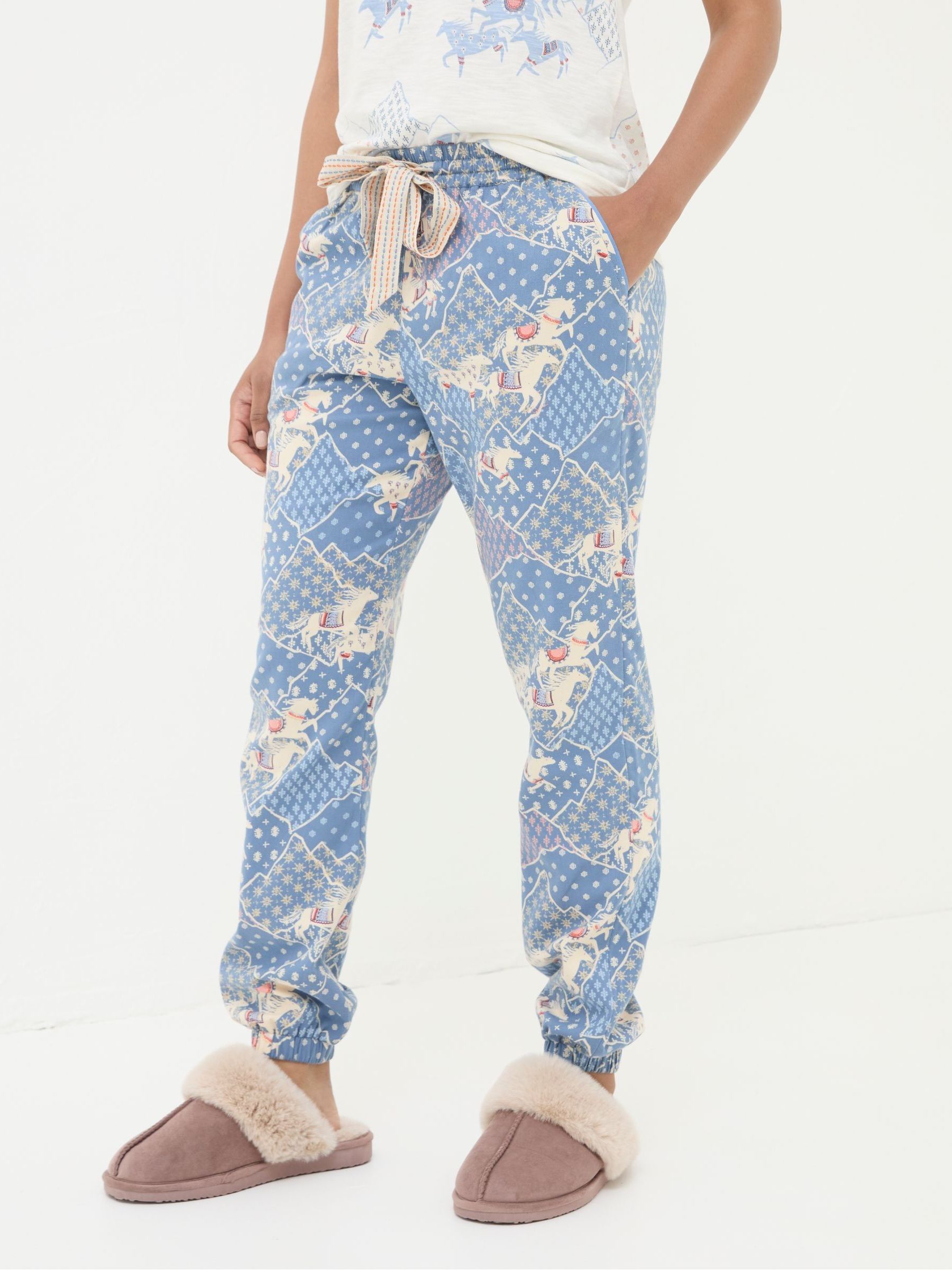 Cora Blue Horse Pyjama Bottoms FatFace USA - Main Image