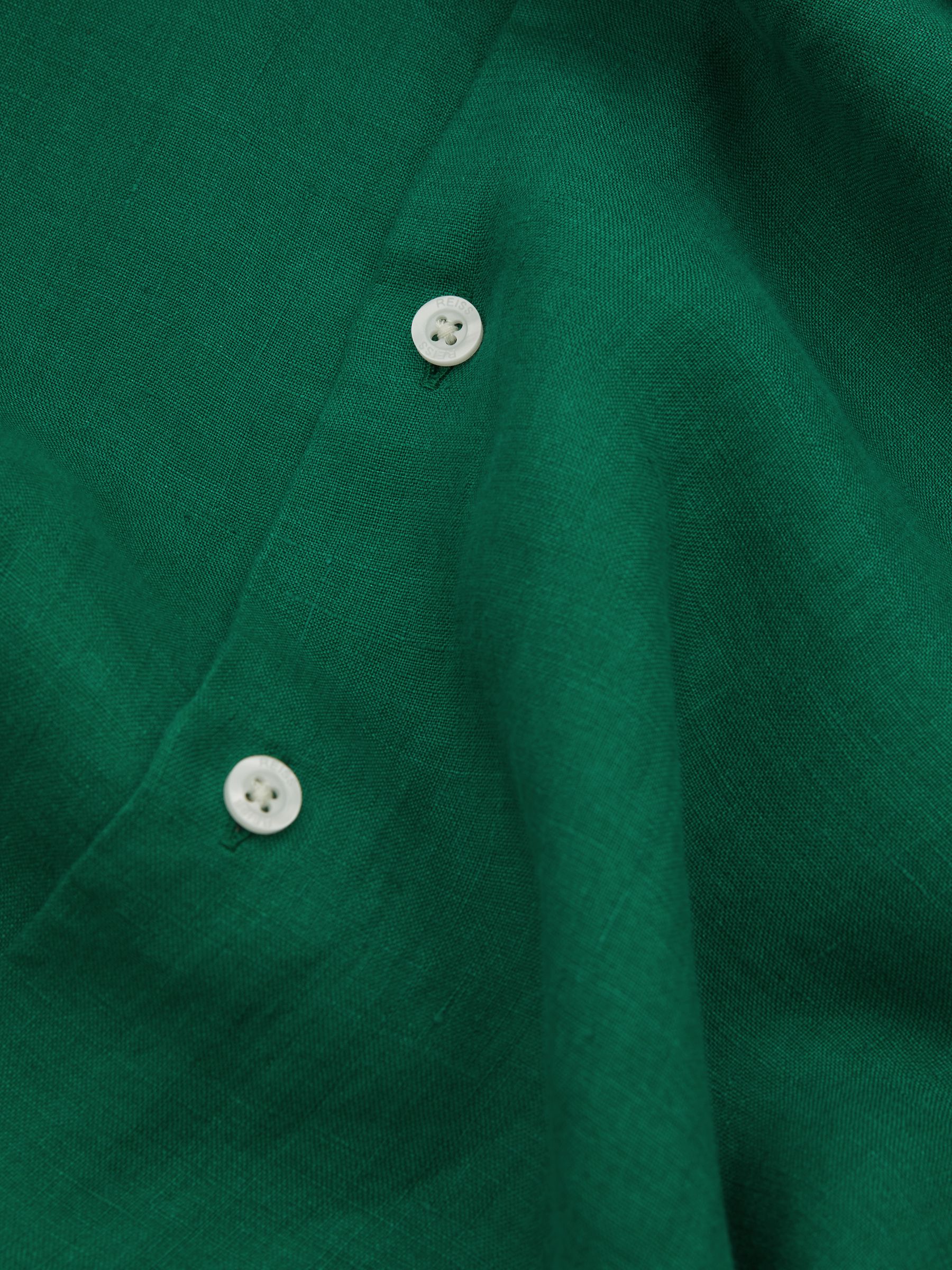 Linen Button-Through Shirt in Bright Green - Image 6 of 6