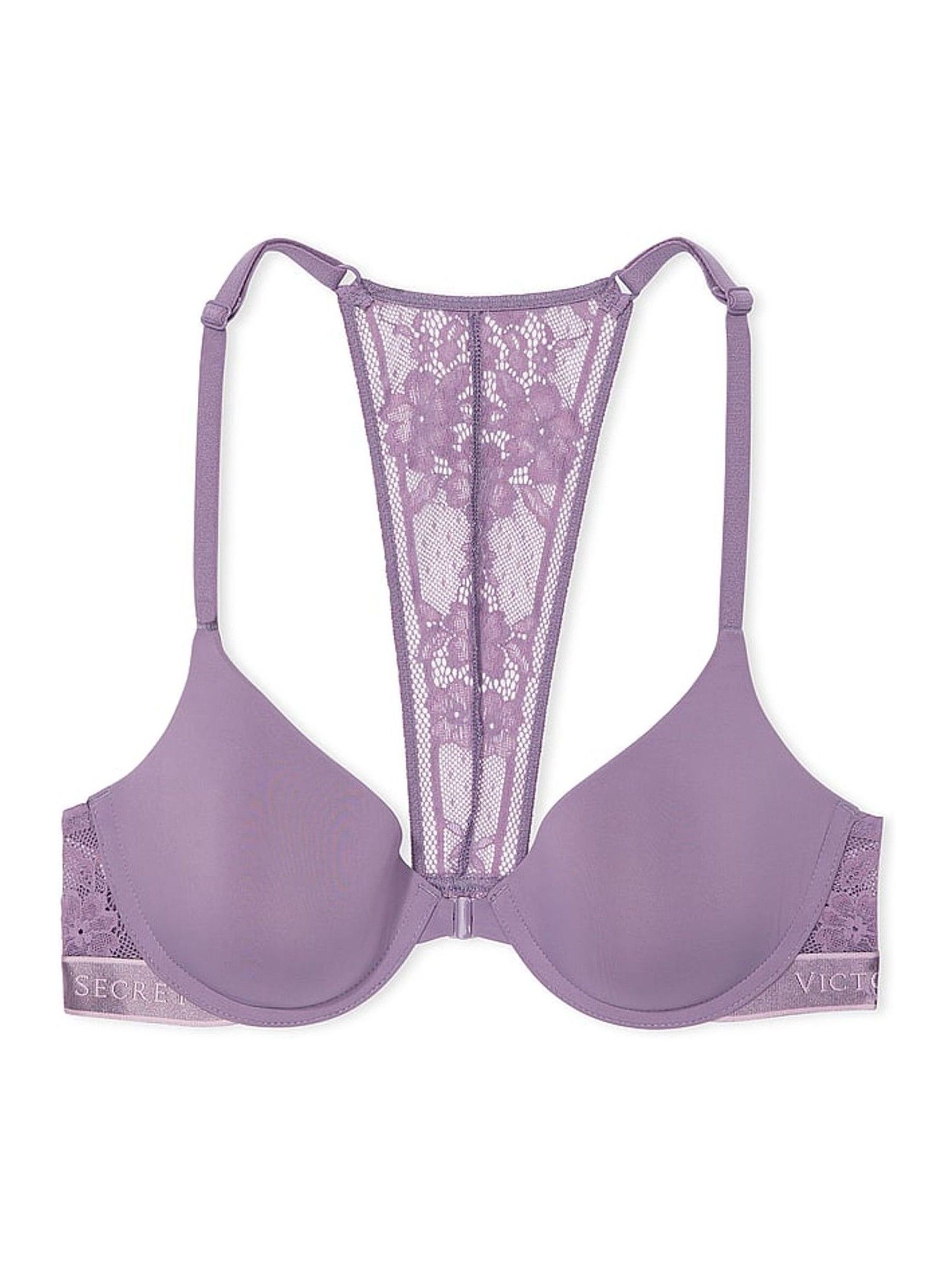 Frozen Plum Purple Lightly Lined Front Close Lace Demi Bra - Image 1 of 1