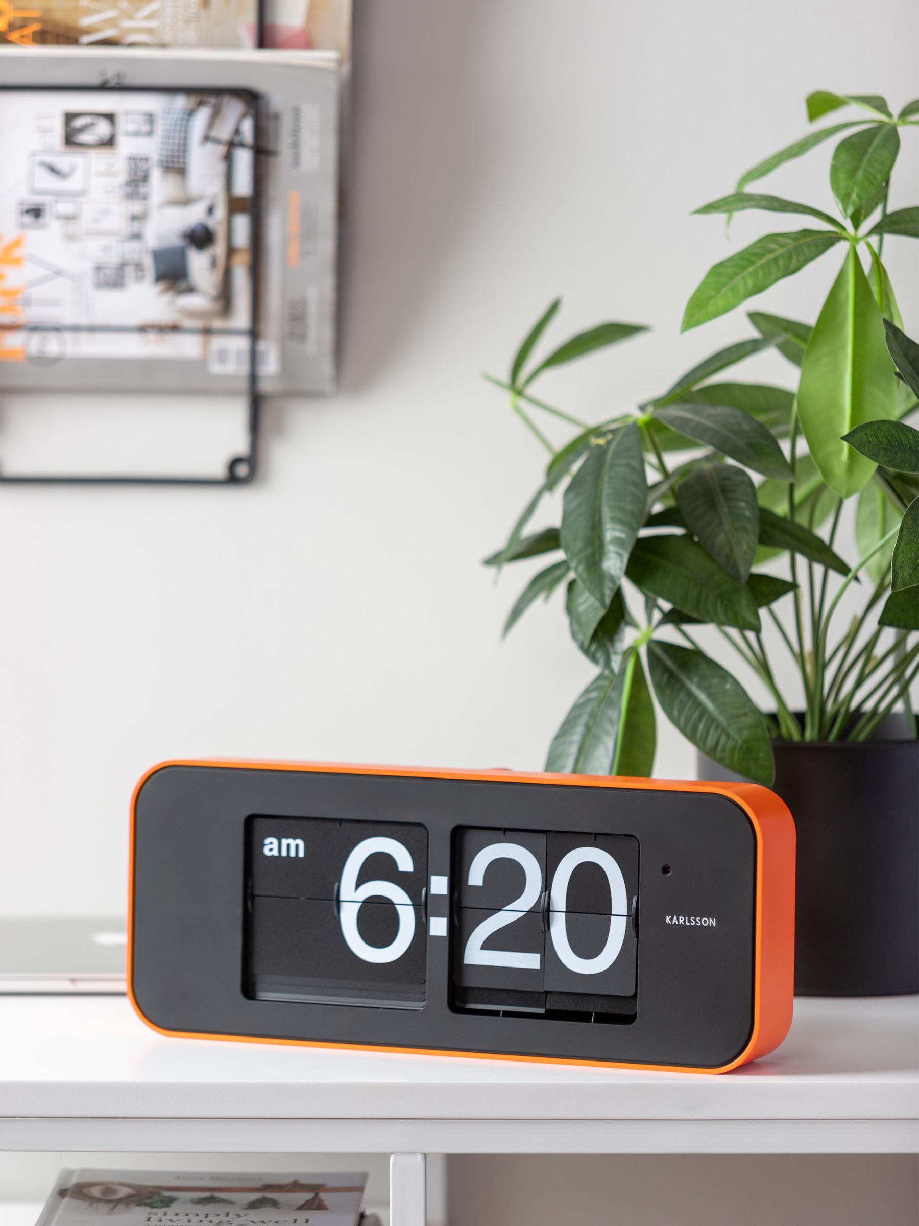 Karlsson Orange Wide Flip Wall Clock - Image 1 of 5