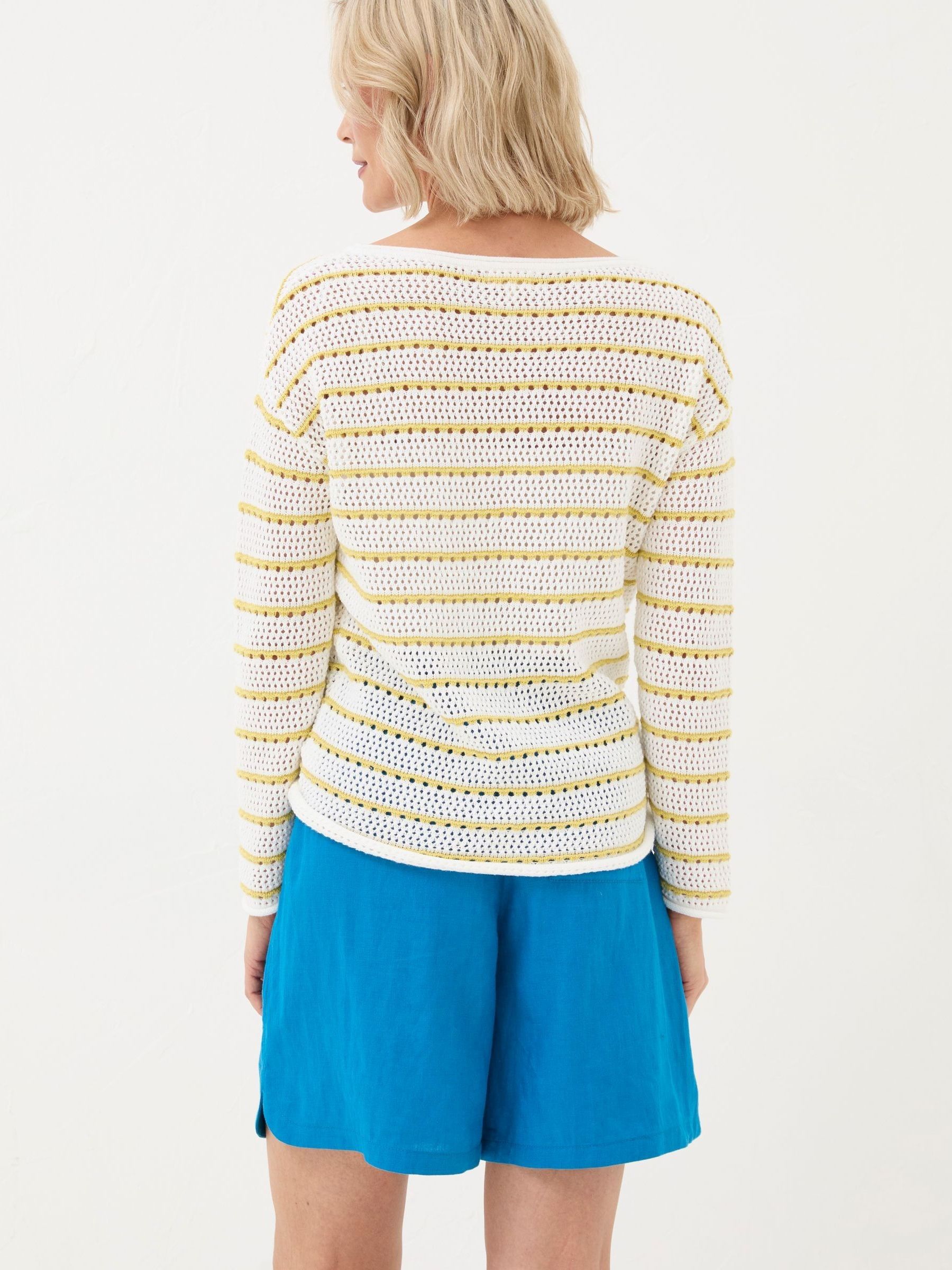 Kalani Yellow Crochet Stripe Jumper - Image 2 of 5