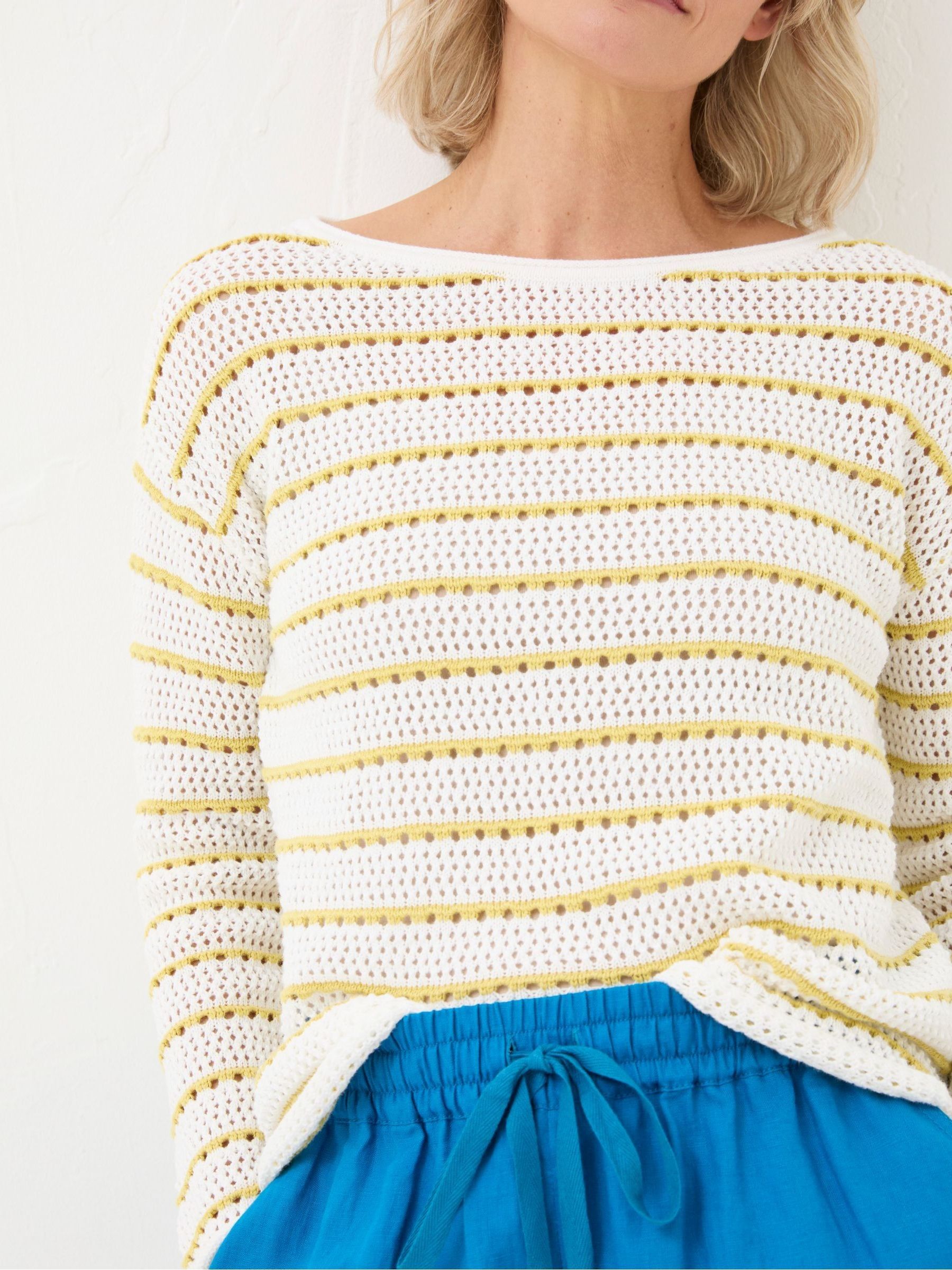 Kalani Yellow Crochet Stripe Jumper - Image 4 of 5
