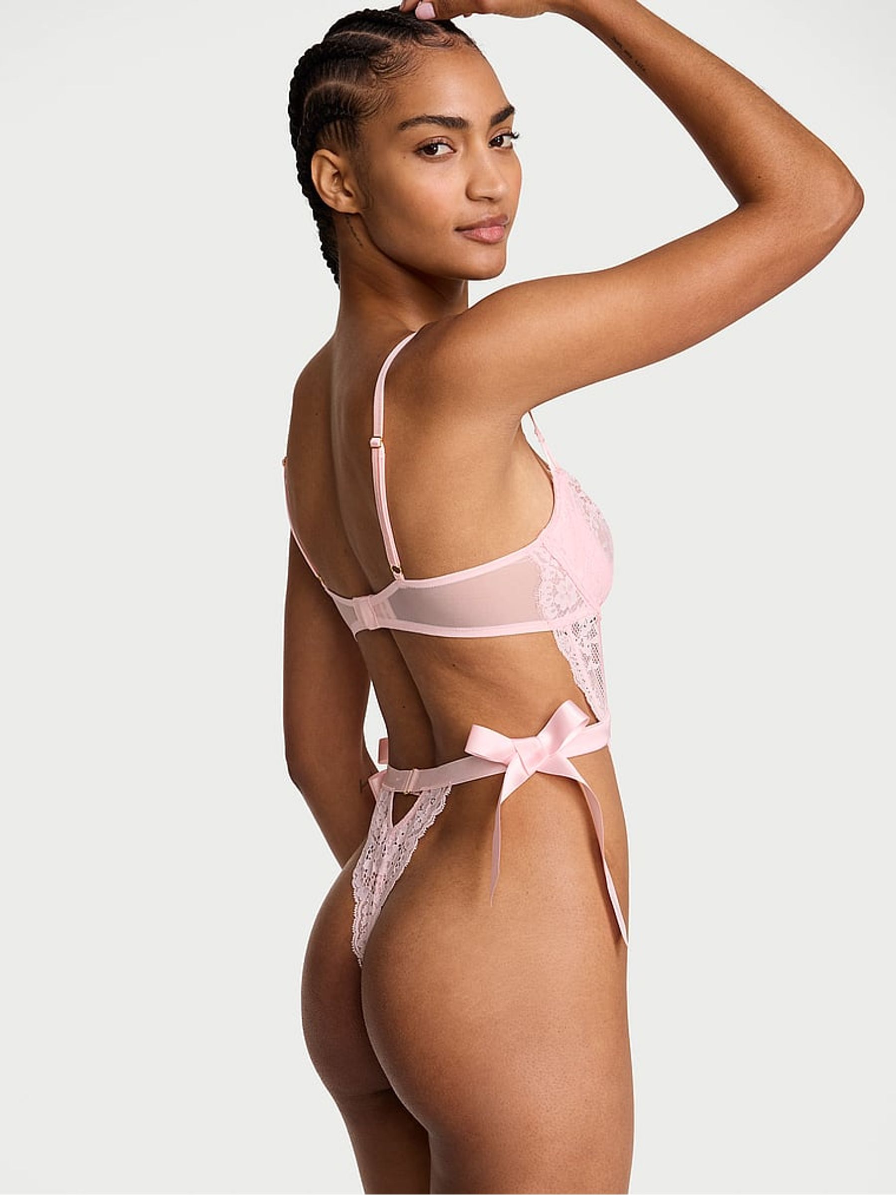 Angel Pink Unlined Lace Balcony Bodysuit - Image 2 of 2 Angel Pink Unlined Lace Balcony Bodysuit - Image 2 of 2