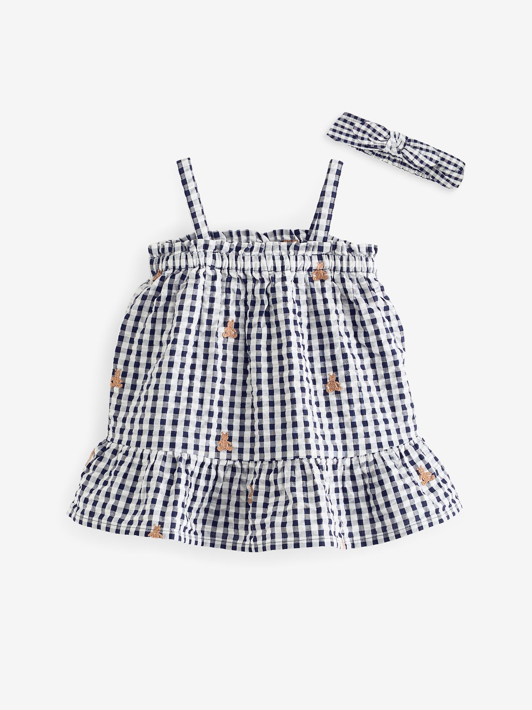 Black/White Brannan Bear Gingham Baby Dress & Headband Set (Newborn-24mths) - Image 1 of 7